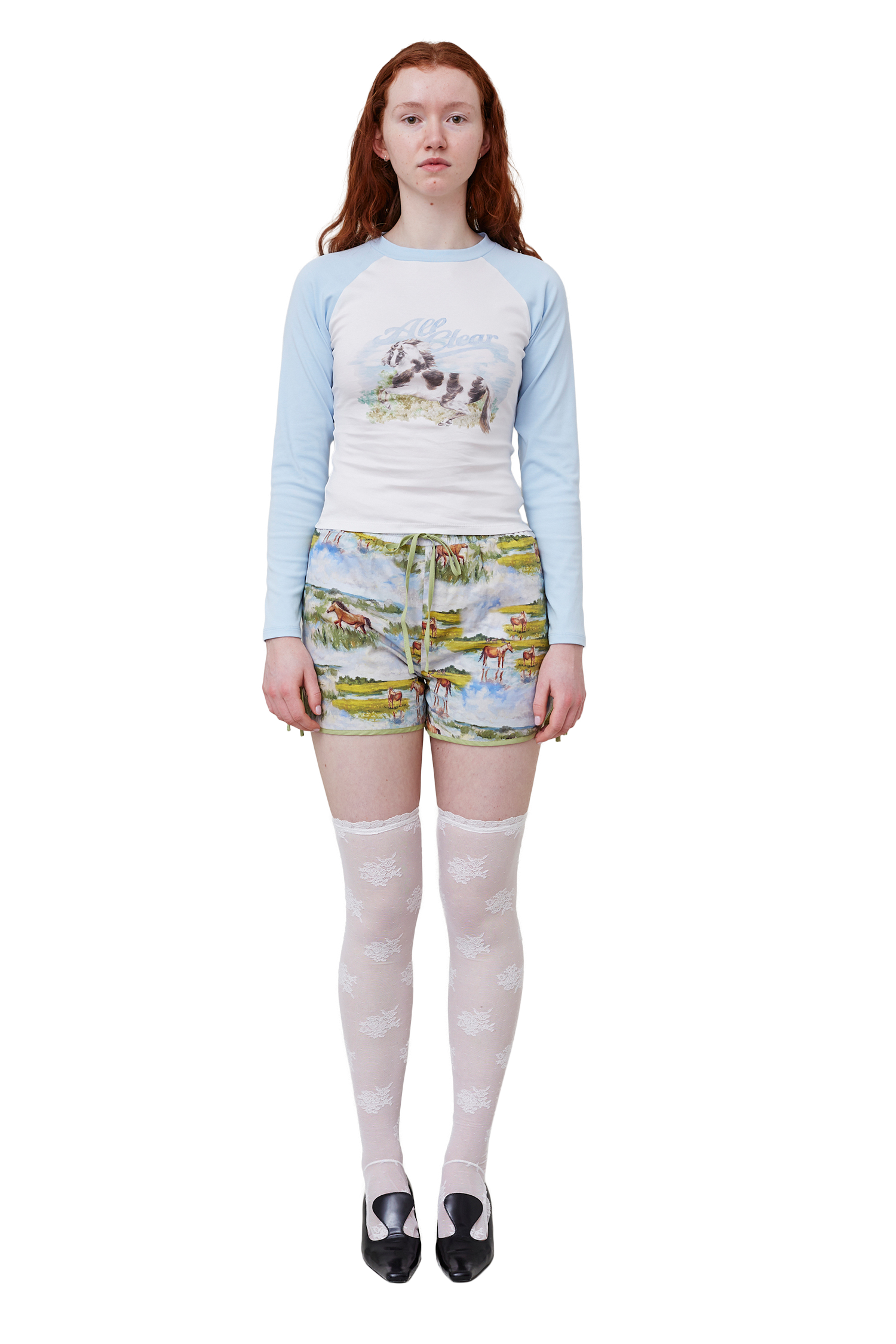 Piebald Horse Raglanlong Sleeve Top