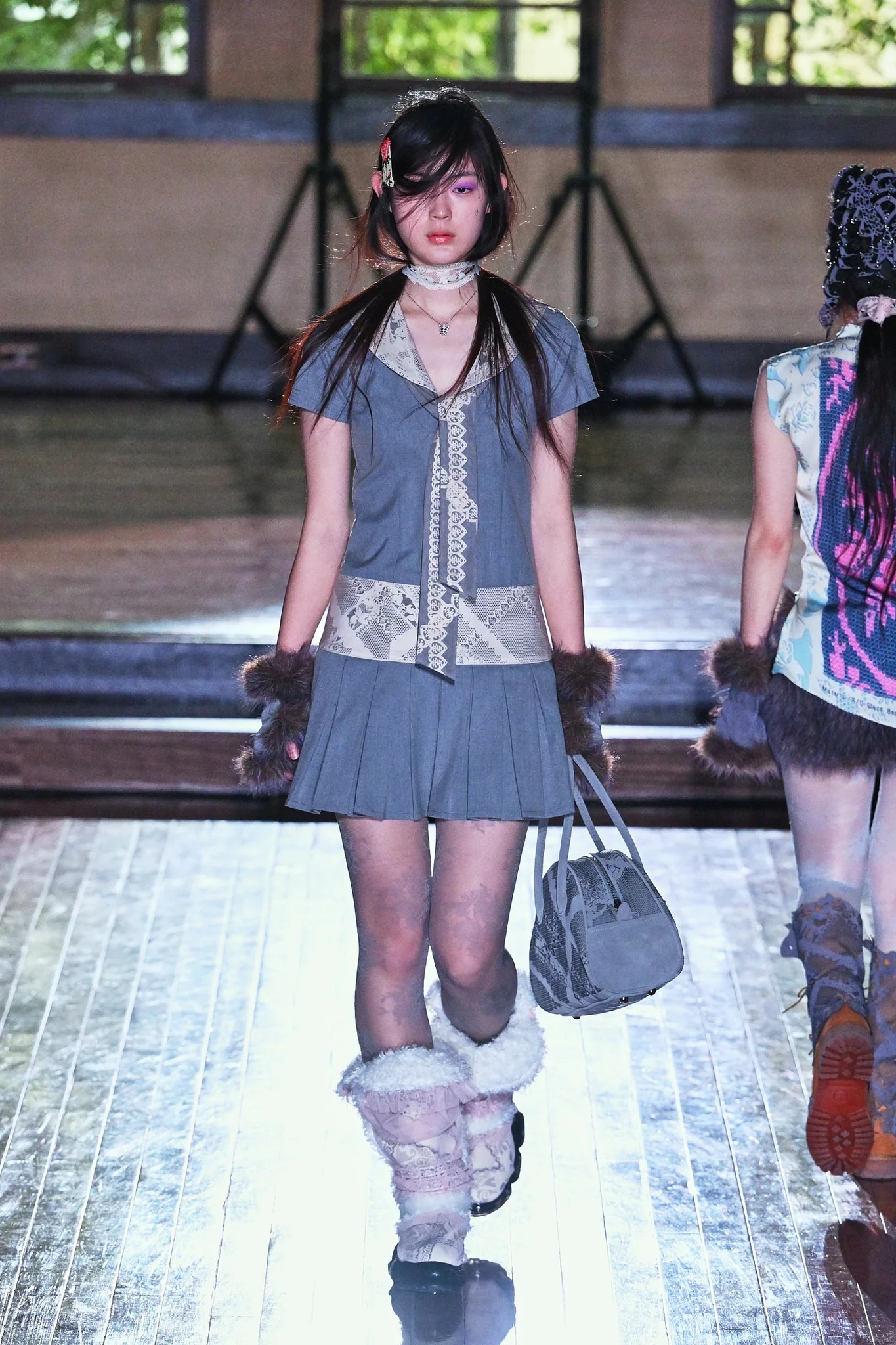 Lace Panel Sailor Mini Dress