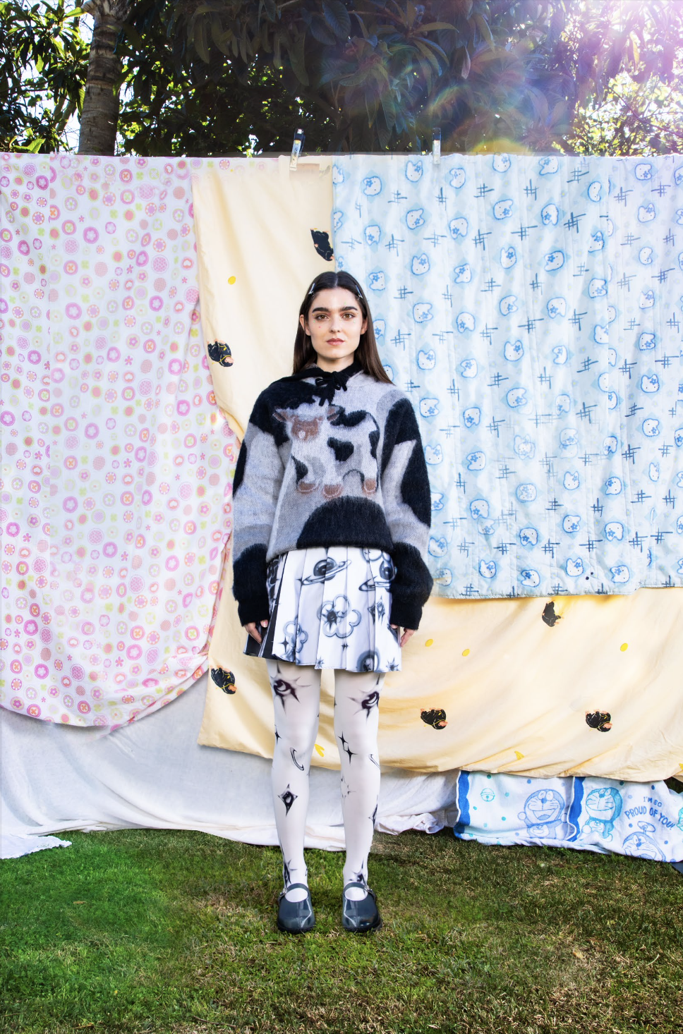 Galaxy Print Tights White