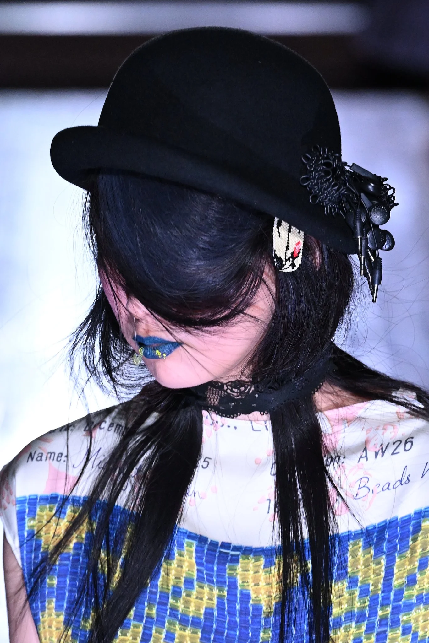 Black Wool Earphone-Weaving Cloche