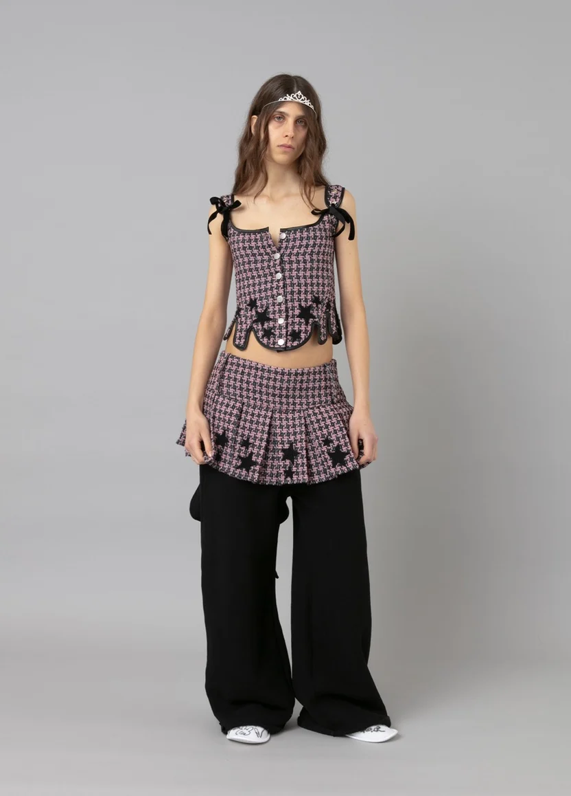 Sam Pleated Tweed Skirt
