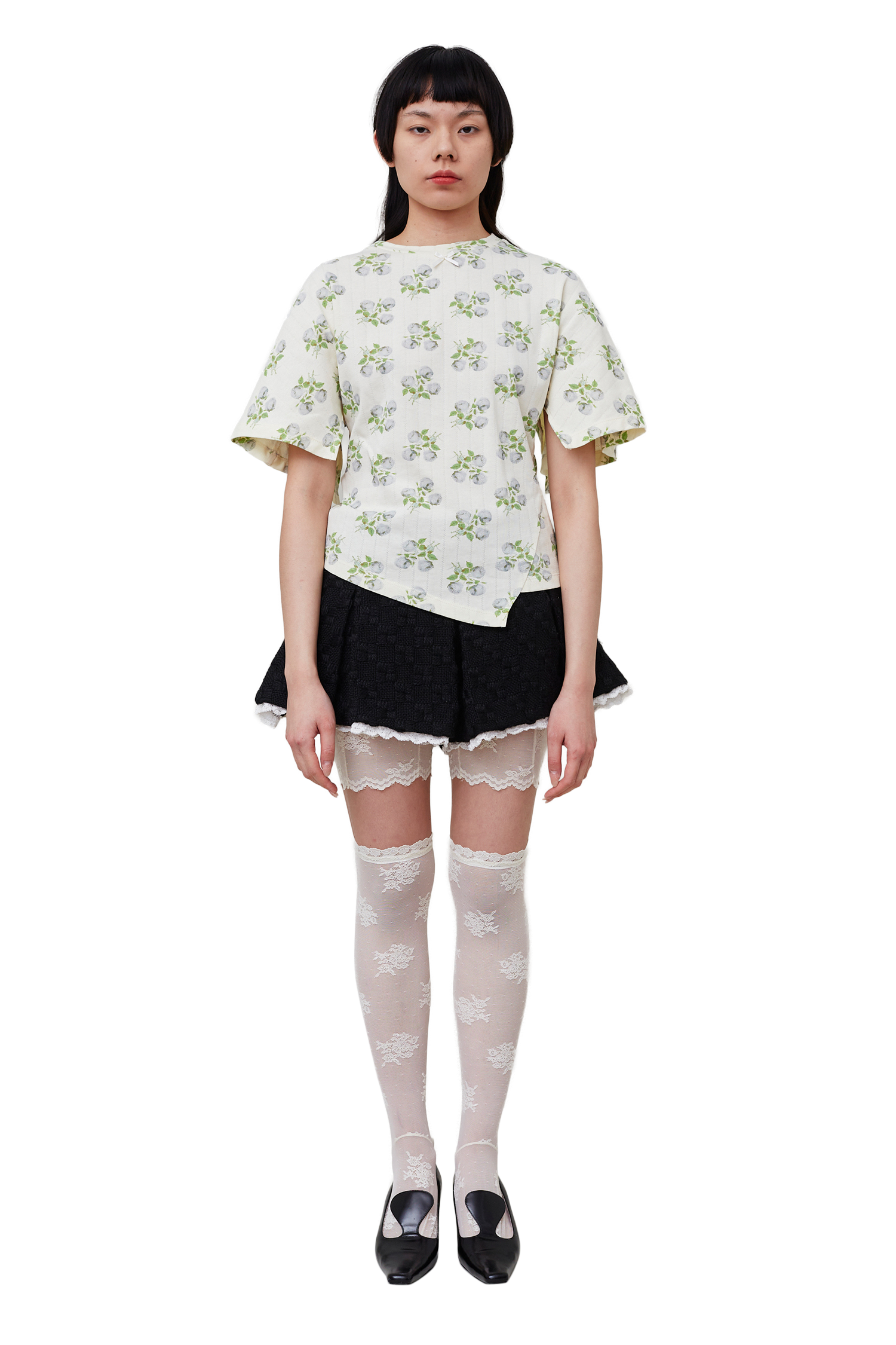 Lace-Trim Pleated Skort