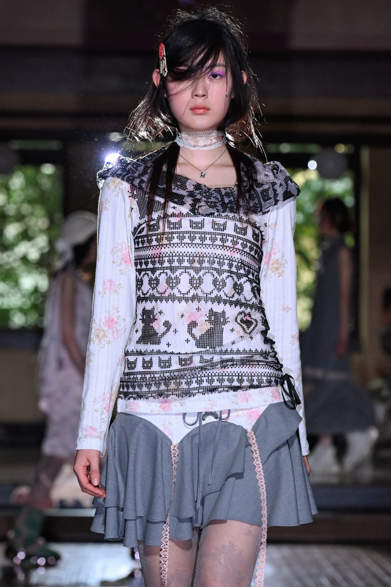 Floral Panel Drape Skirt