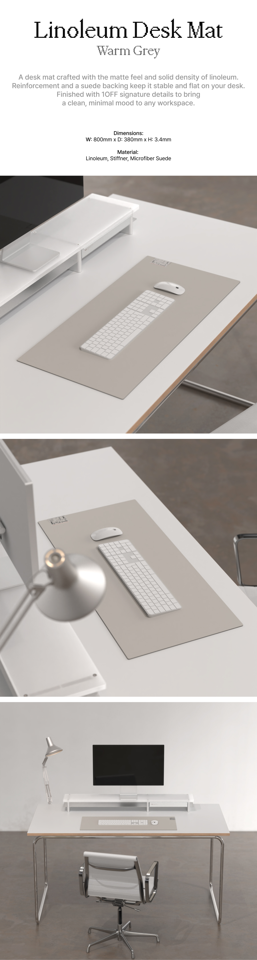 Linoleum Desk Mat - Warm Grey
