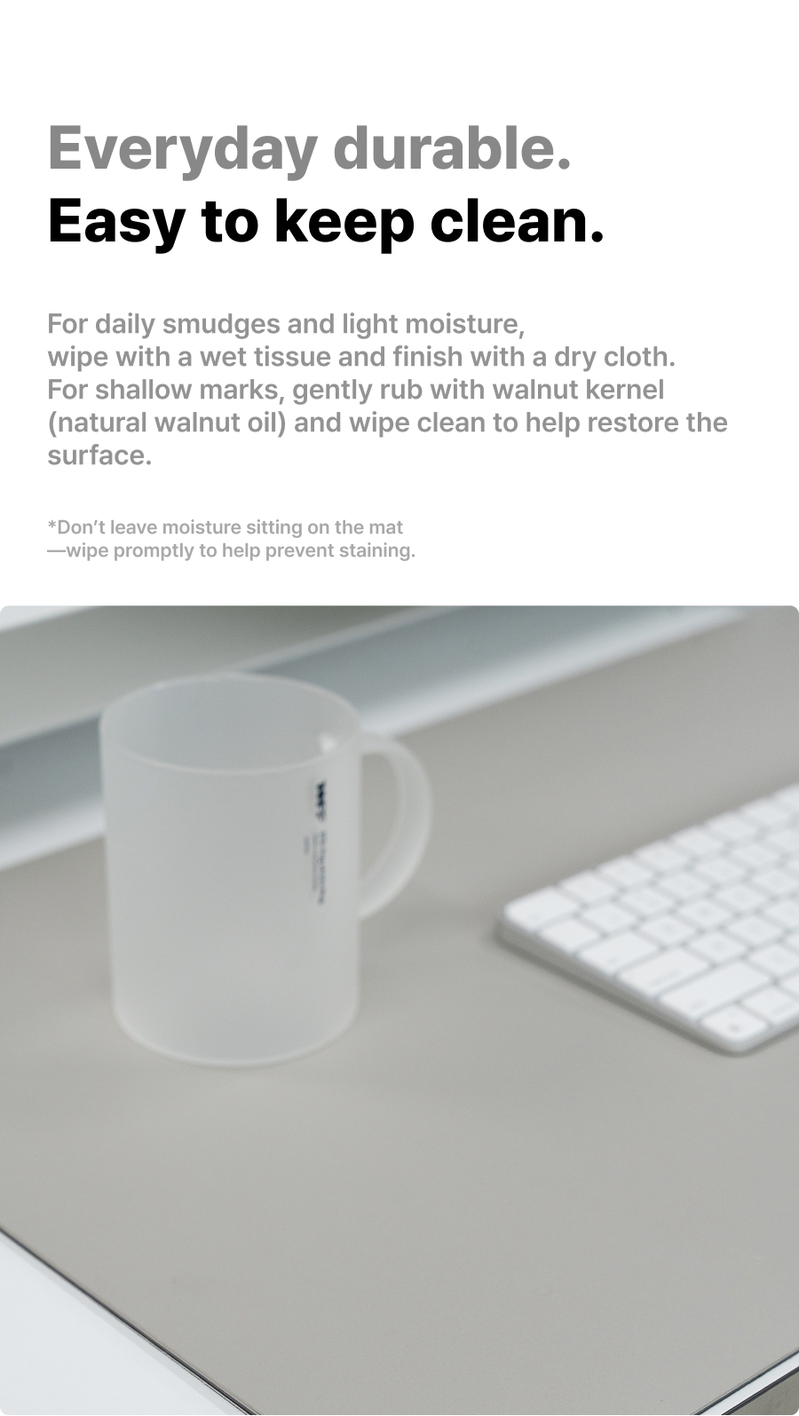 Linoleum Desk Mat - Warm Grey