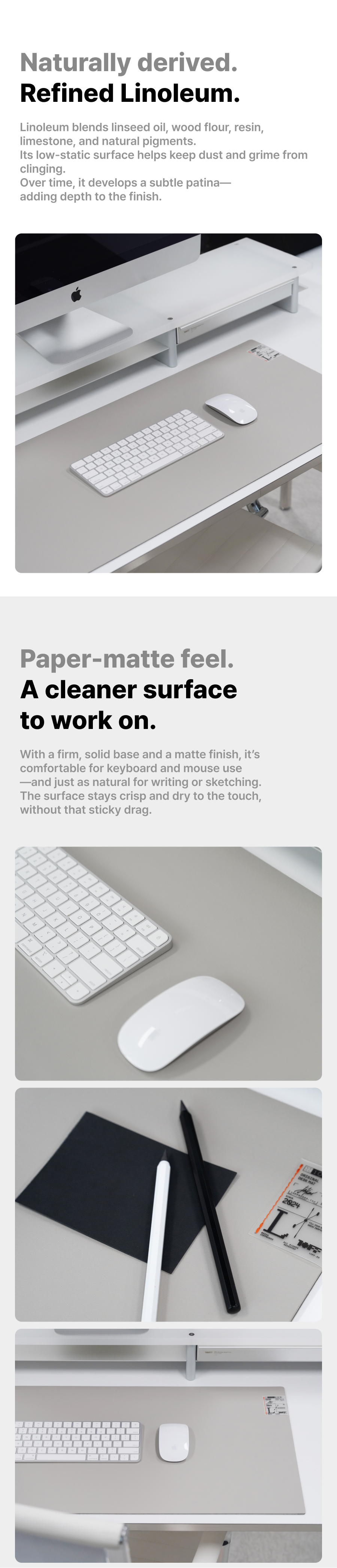 Linoleum Desk Mat - Warm Grey