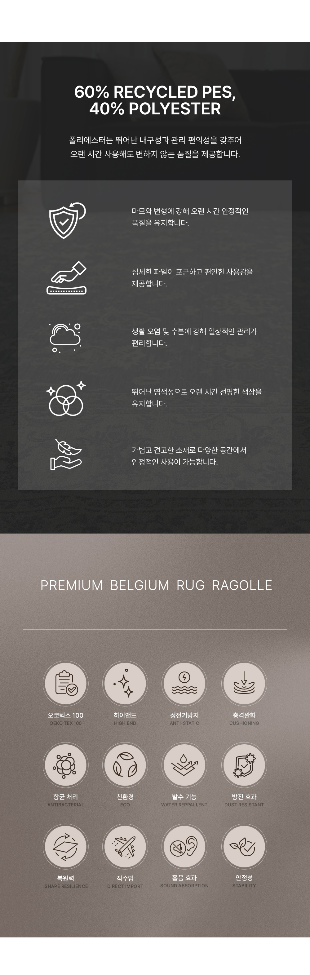 프리미엄 벨기에 러그 라골레 밀라노 에테르노 에스타테