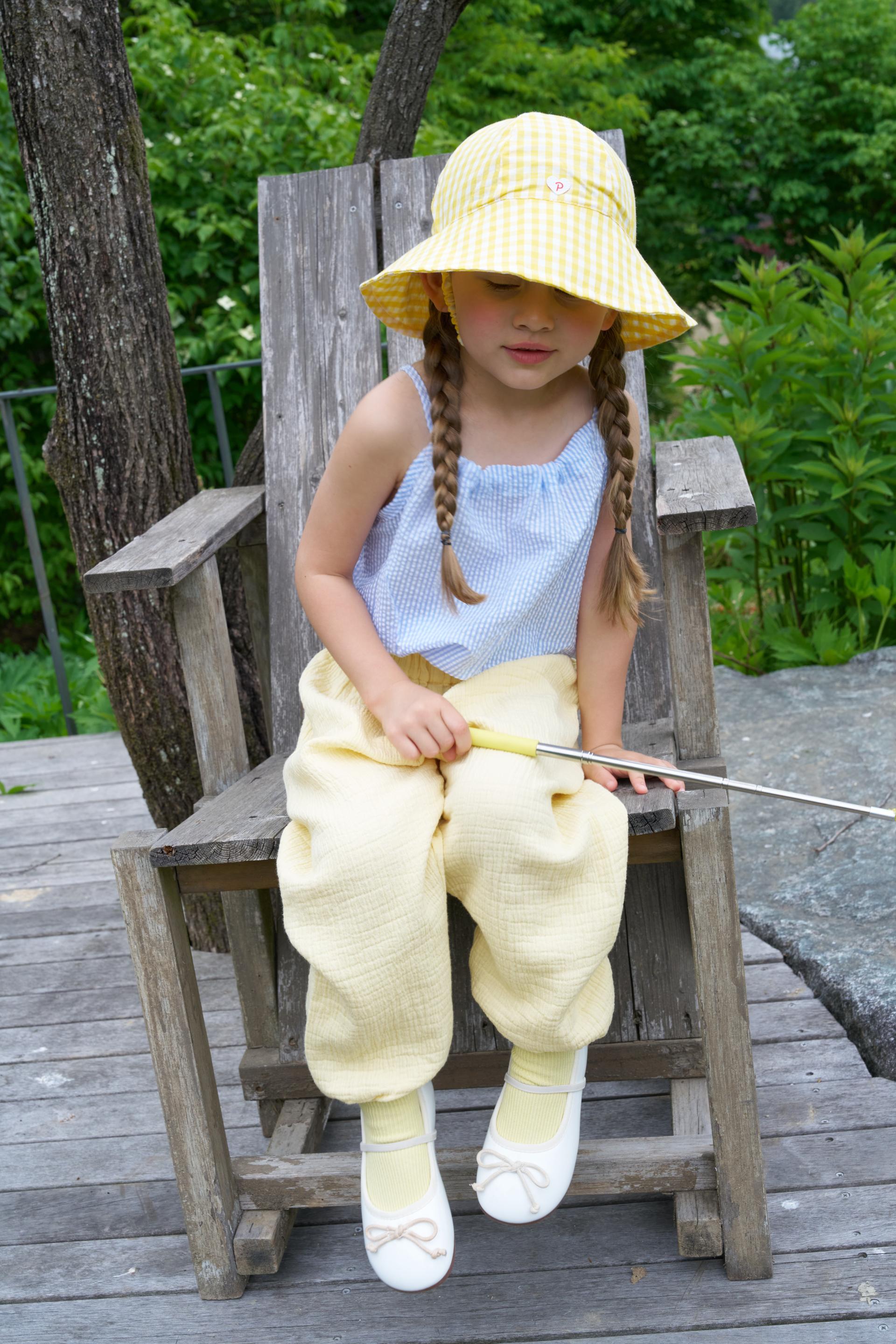PG Heart Button Gingham Bucket Hat