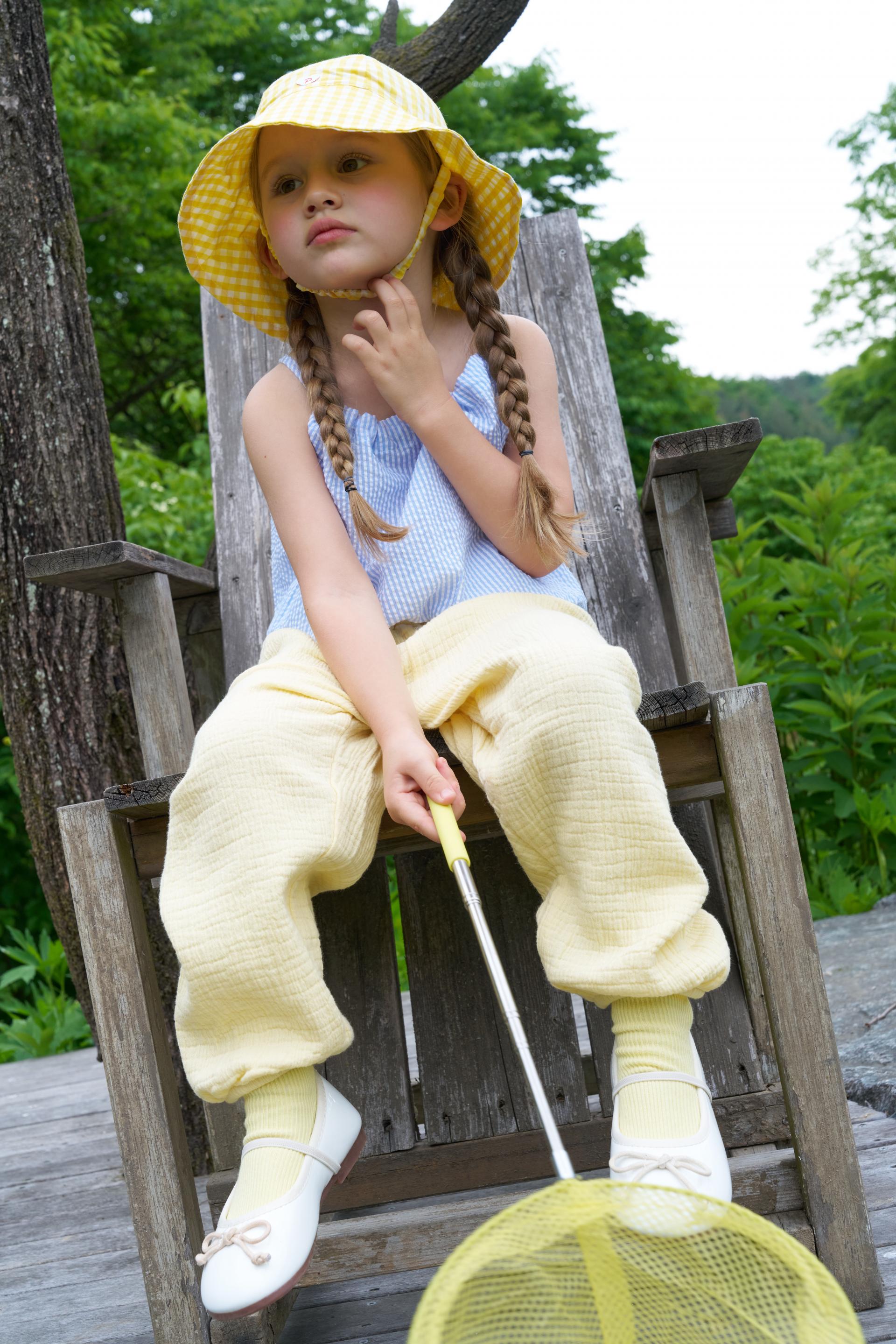 PG Heart Button Gingham Bucket Hat