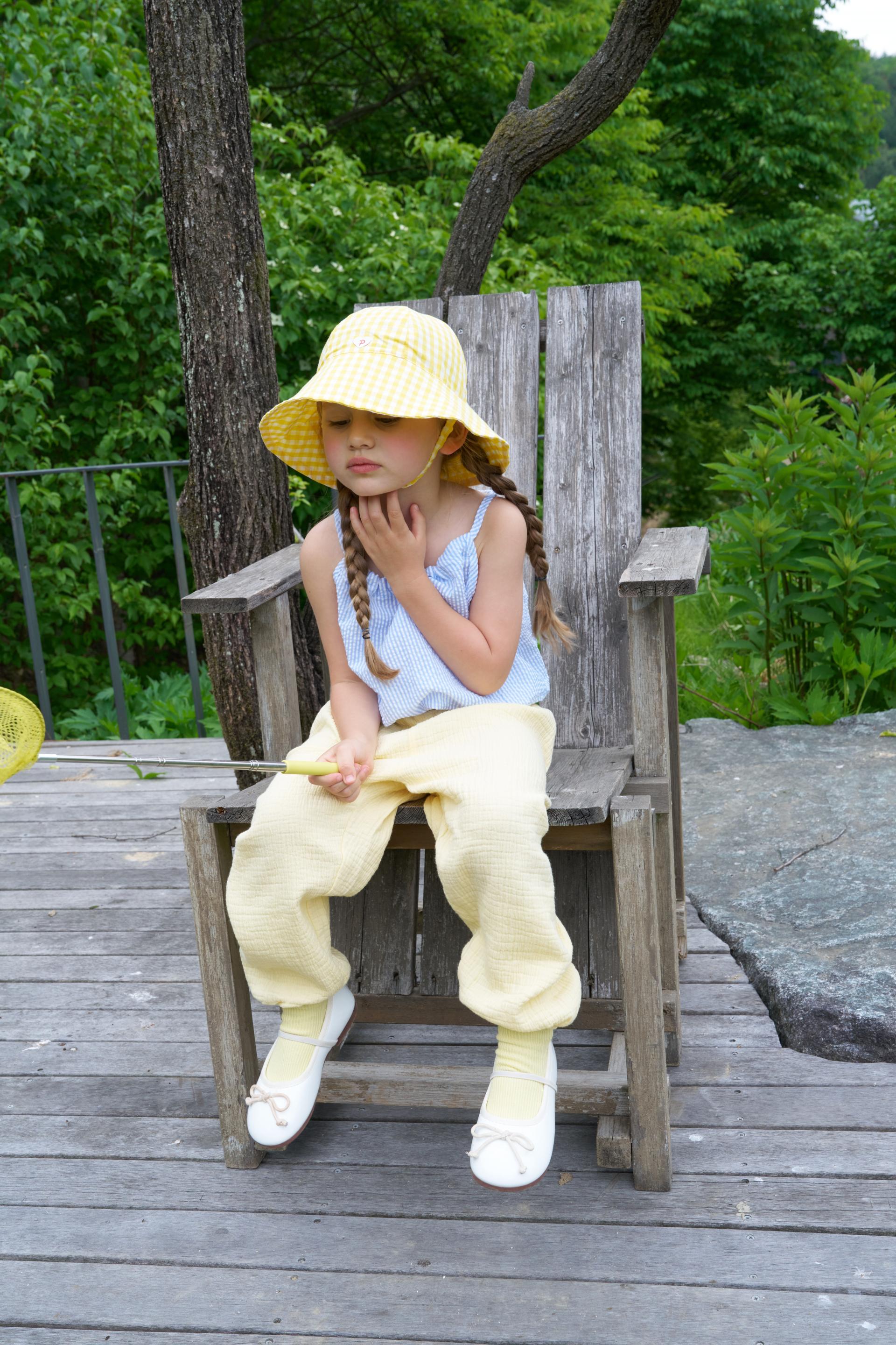 PG Heart Button Gingham Bucket Hat