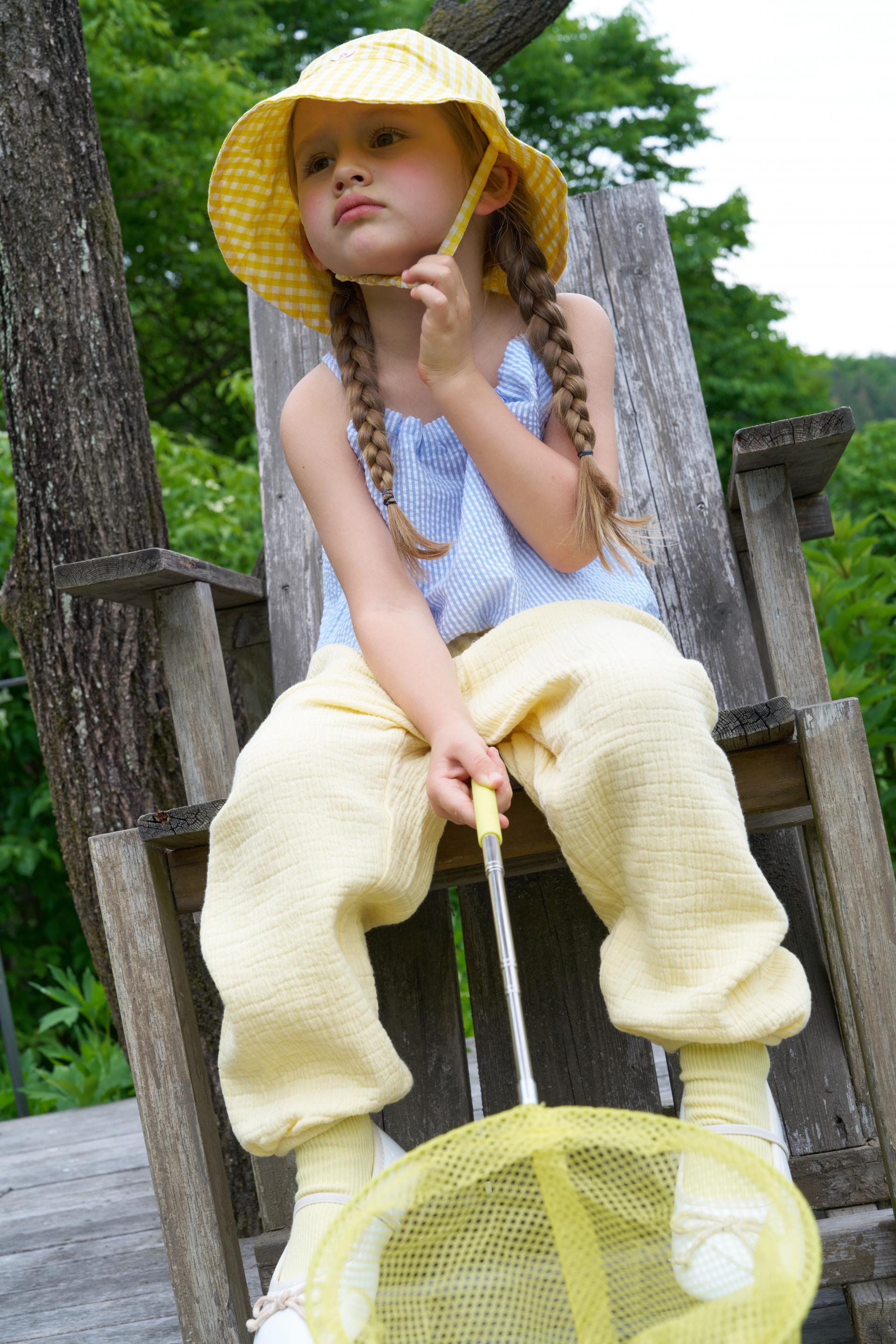PG Heart Button Gingham Bucket Hat