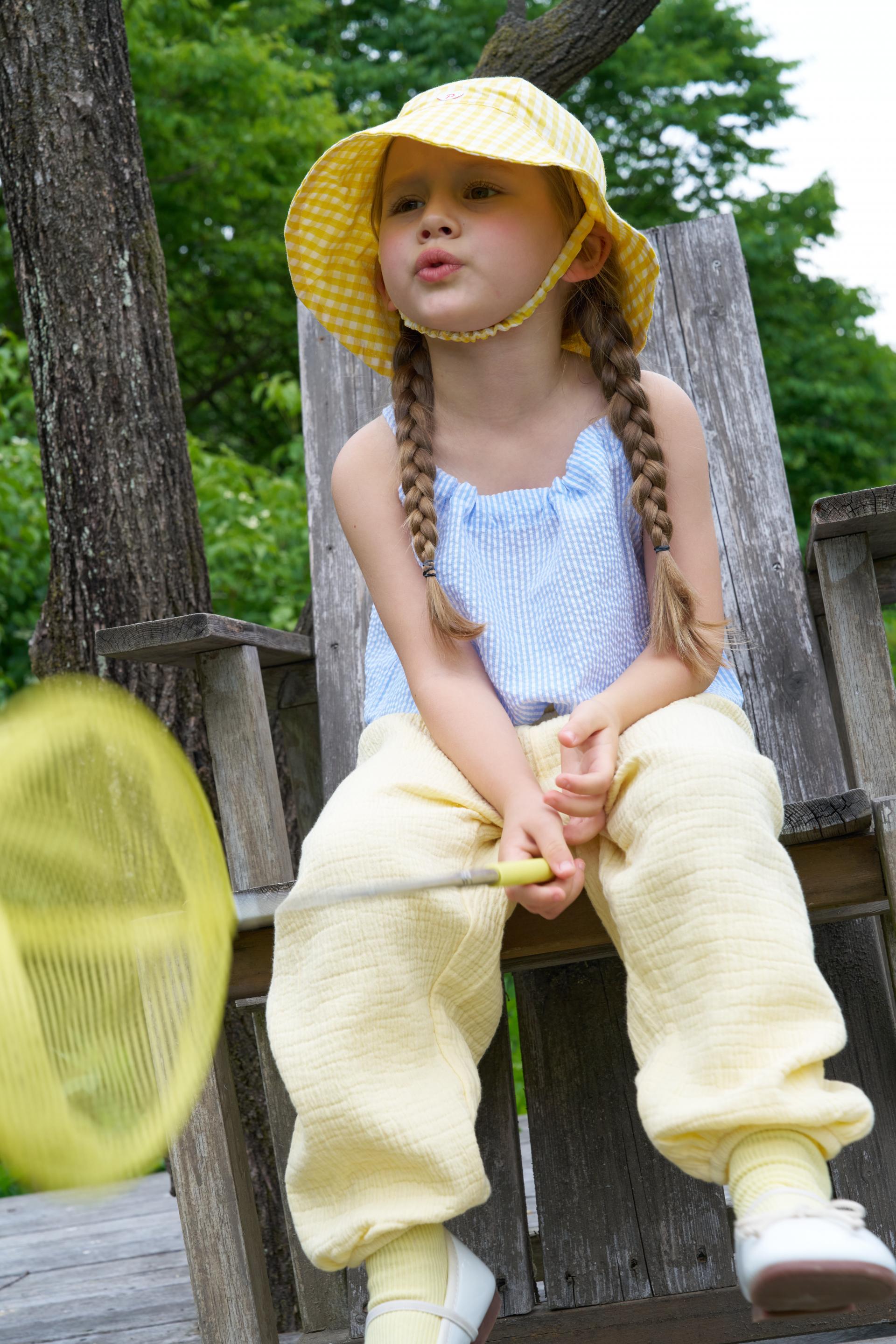 PG Heart Button Gingham Bucket Hat