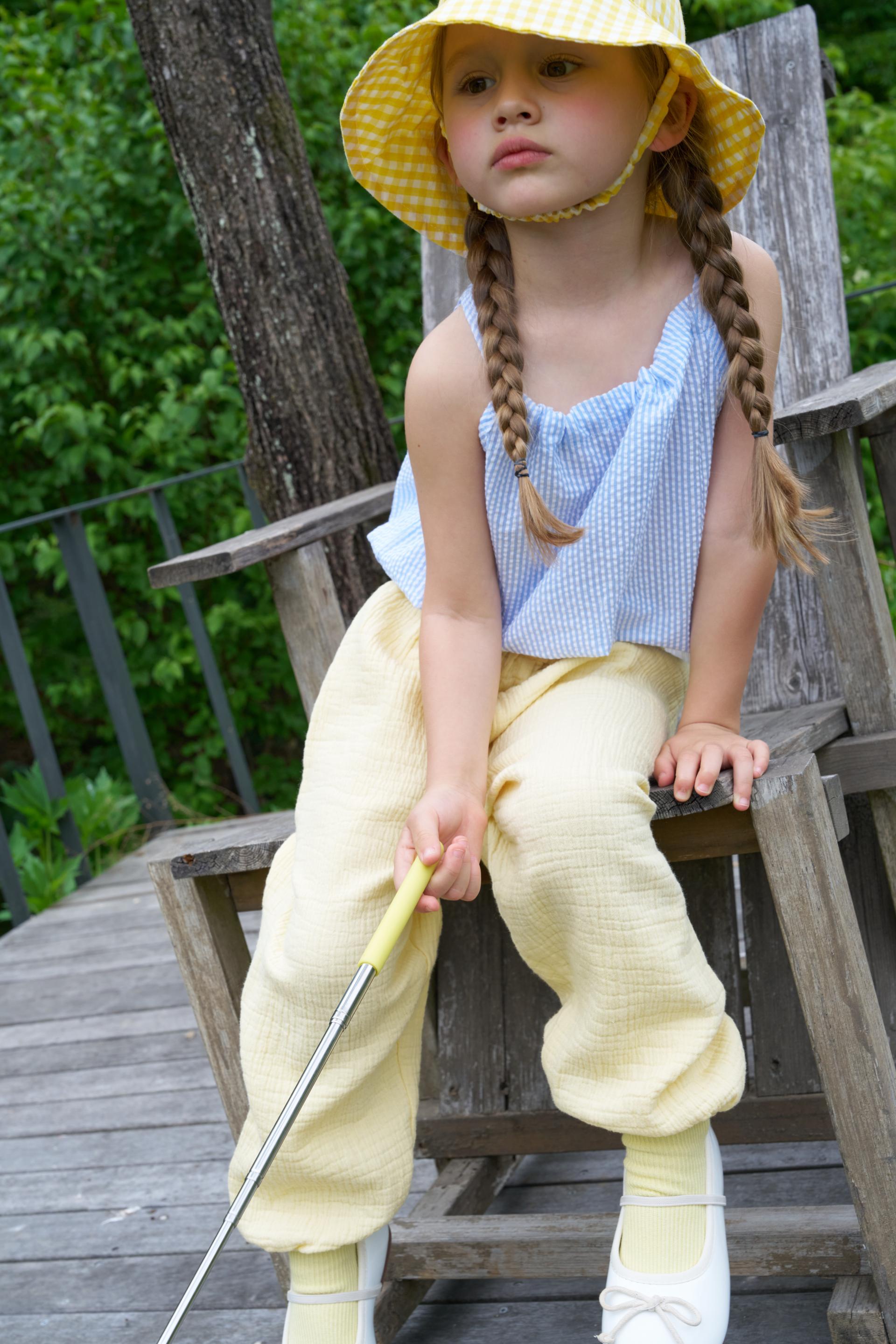 PG Heart Button Gingham Bucket Hat