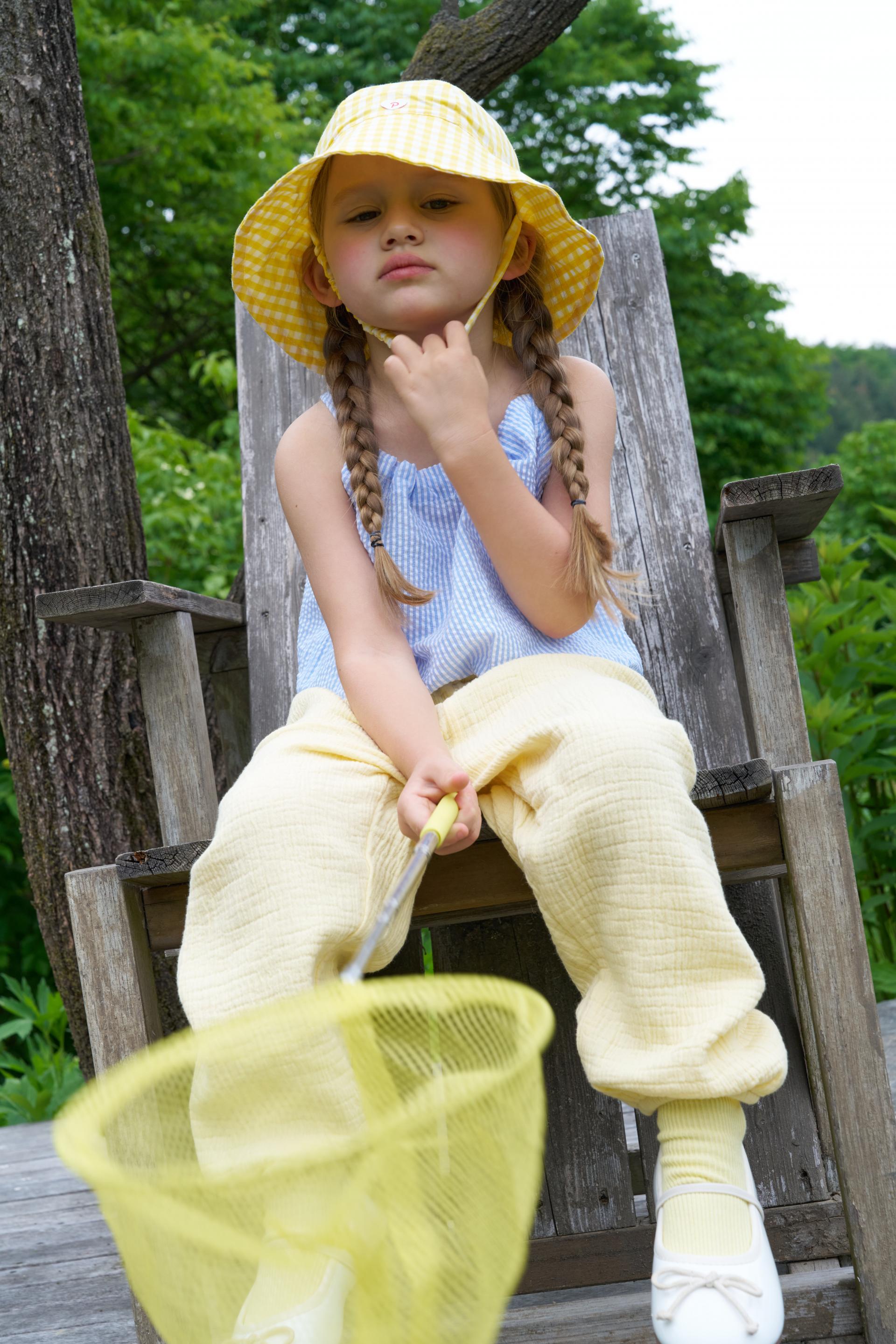 PG Heart Button Gingham Bucket Hat