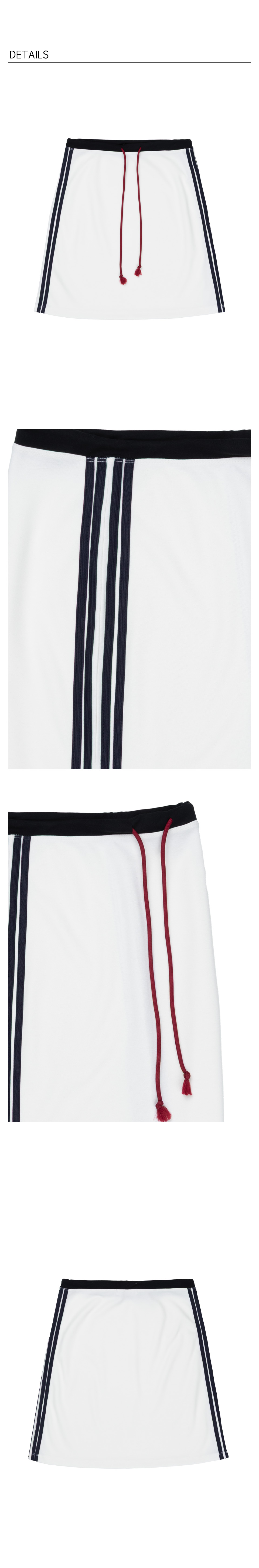 Side Colorblock Line Midi Skirt - Ivory