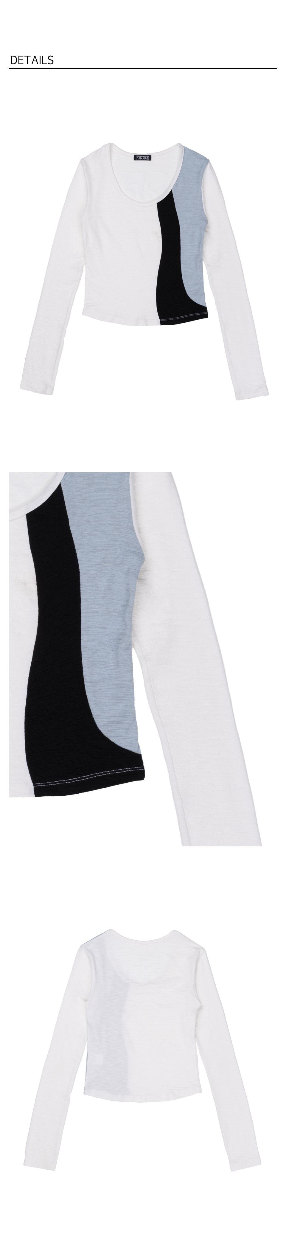 Soft Curved Colorblock Longsleeve Tee - Ivory