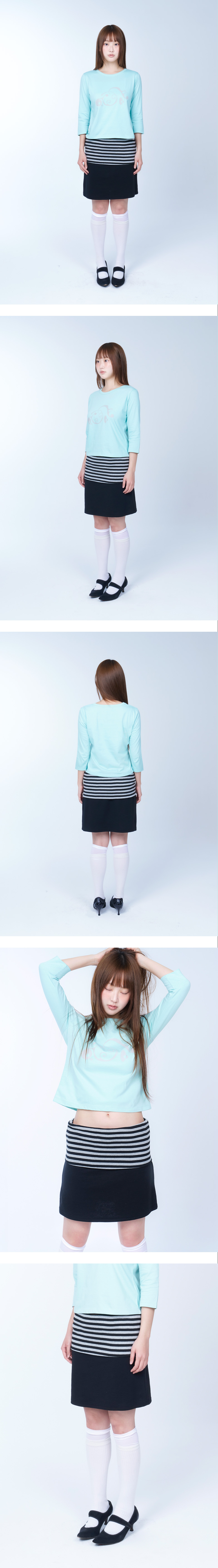 Folded colorblock skirt - BLACK