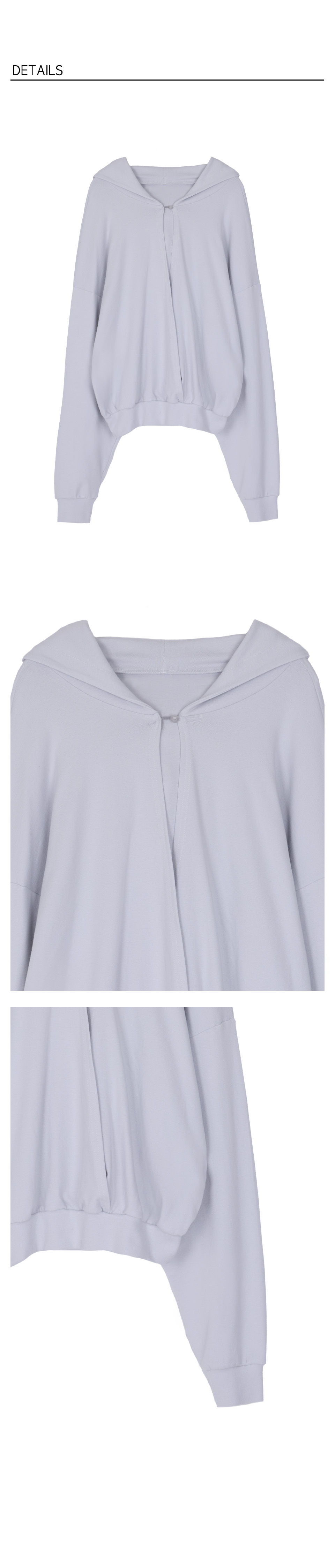Low Neckline Hoodie - Light Grey