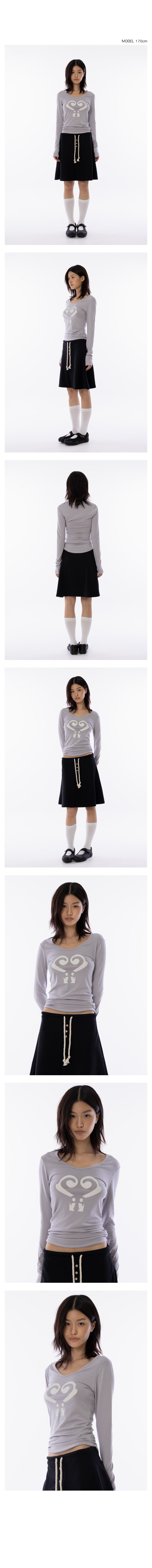 QM Heart Longsleeve Tee - Light Grey