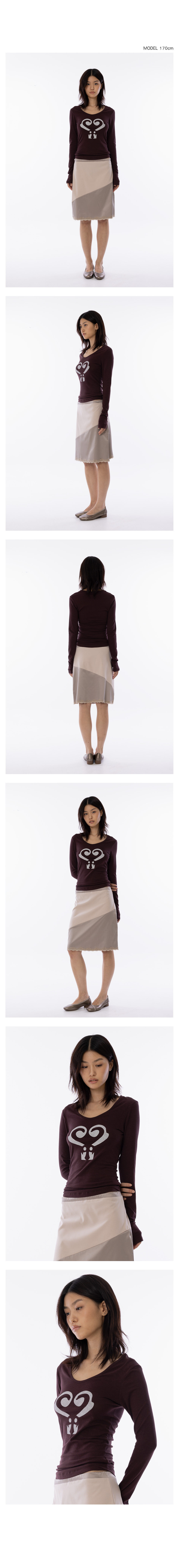 QM Heart Longsleeve Tee - Dark Brown