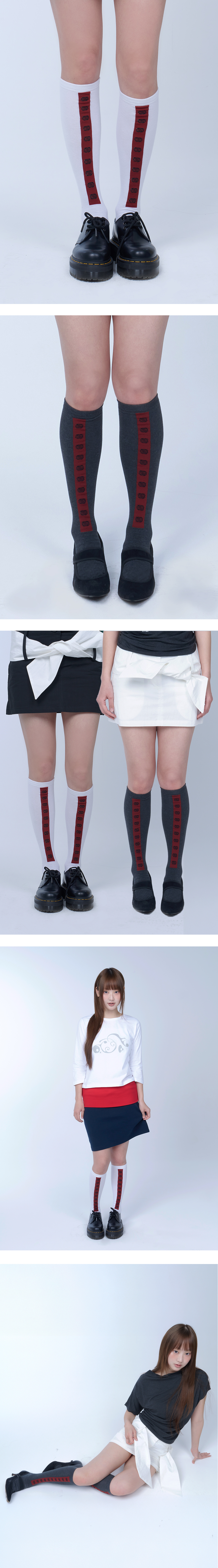 Symbol stamp knee high socks - 2COLOR