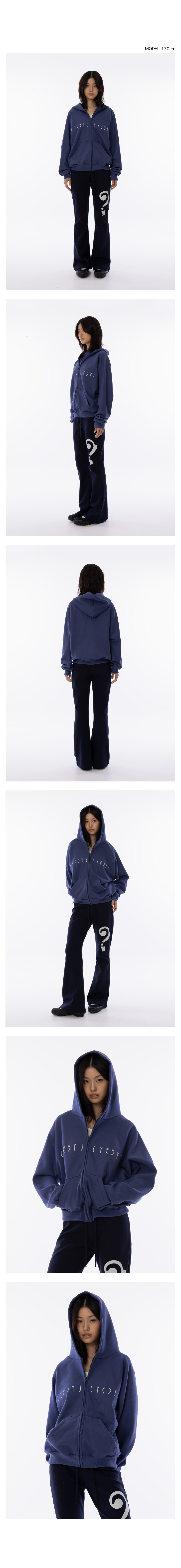 LYEX2 Logo Symbol Loose-Fit Hood Zip Up - Blue