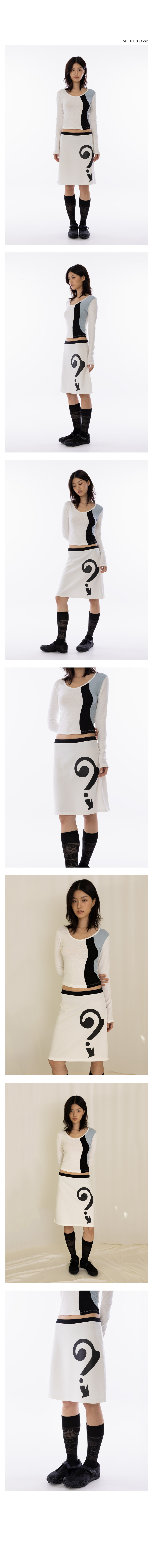 QM Printing Midi Skirt - Ivory