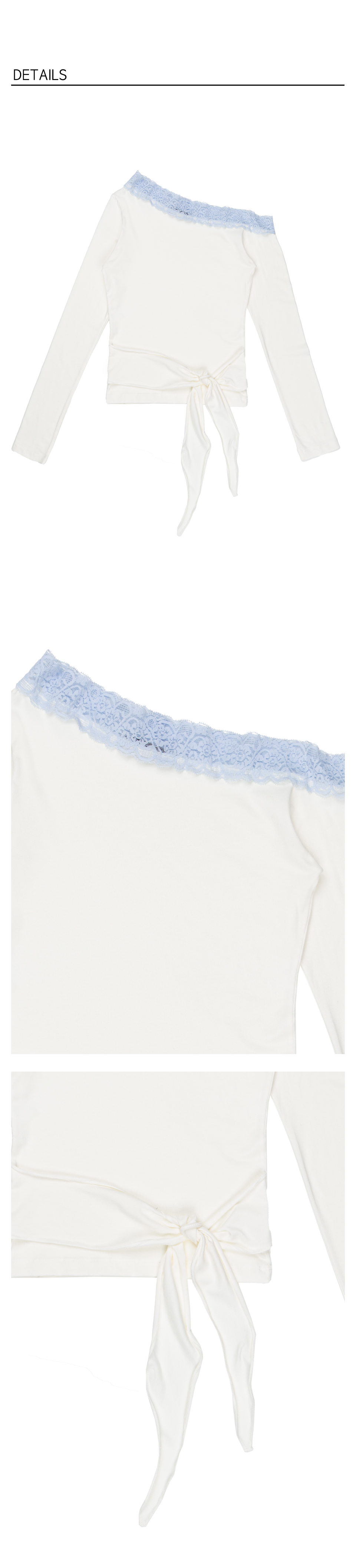 Lace Off-shoulder Tie Top - Ivory