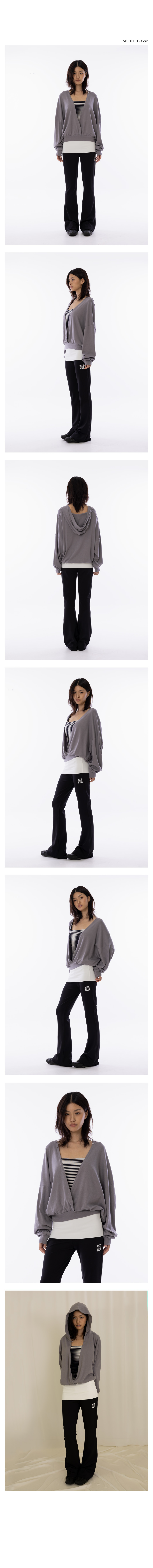 Low Neckline Hoodie - Ash Grey