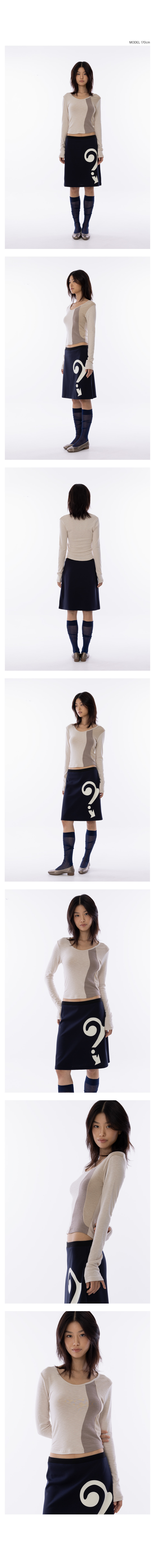 Soft Curved Colorblock Longsleeve Tee - Beige