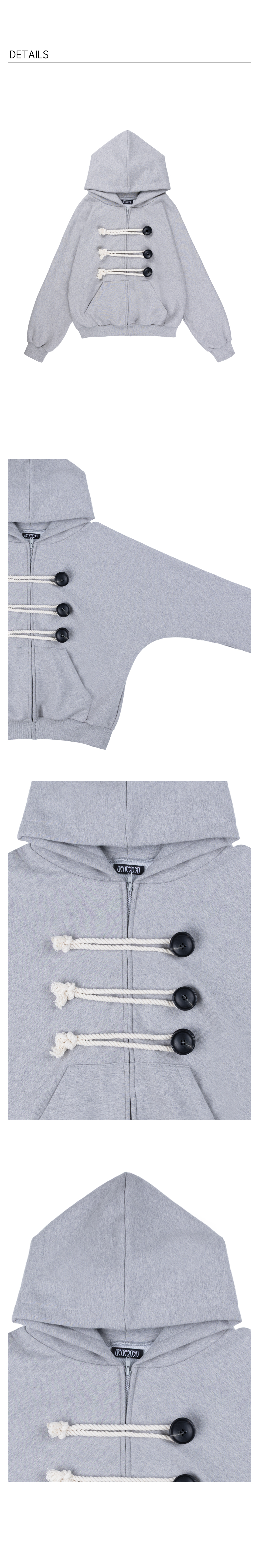 Napoleon Rope Hood Zip Up - Grey
