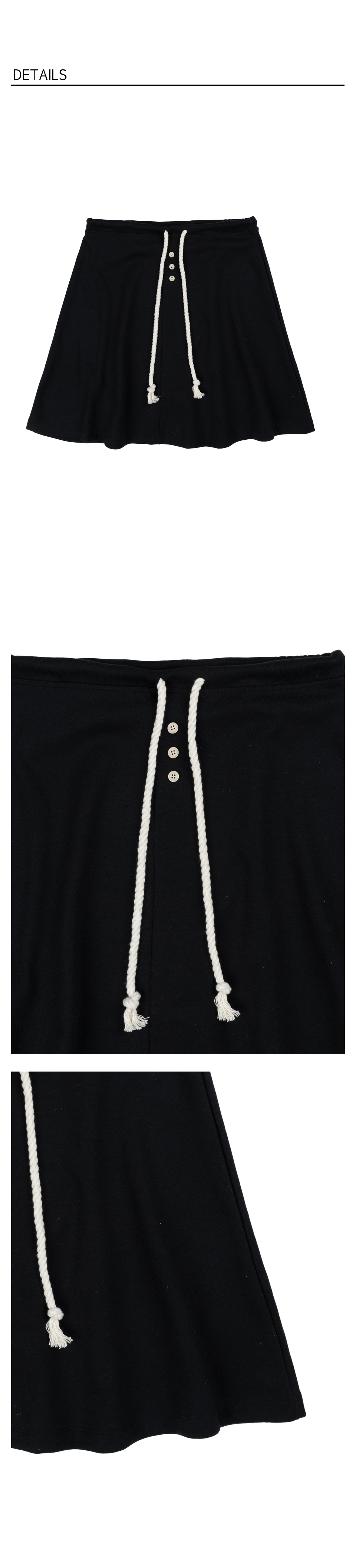 Rope-tie Midi Flare Skirt - Black