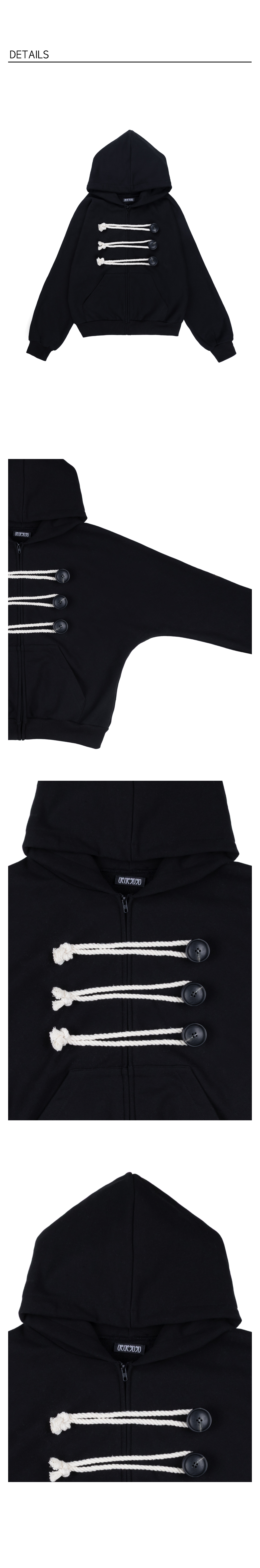 Napoleon Rope Hood Zip Up - Black