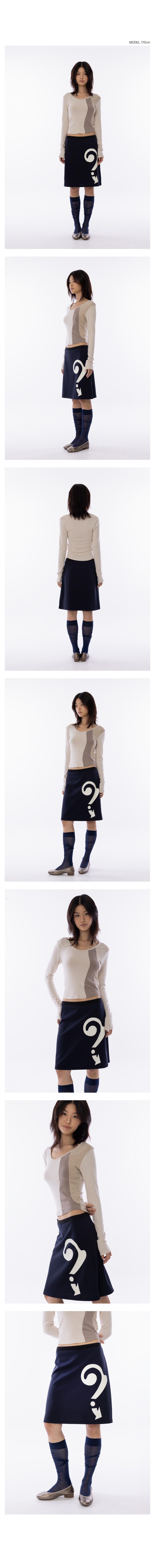 QM Printing Midi Skirt - Navy