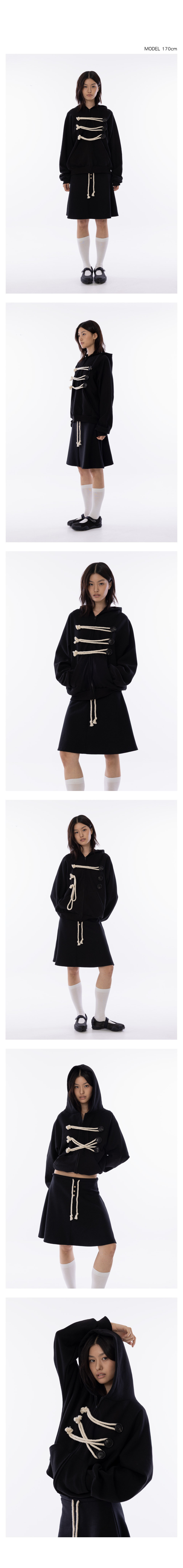 Napoleon Rope Hood Zip Up - Black