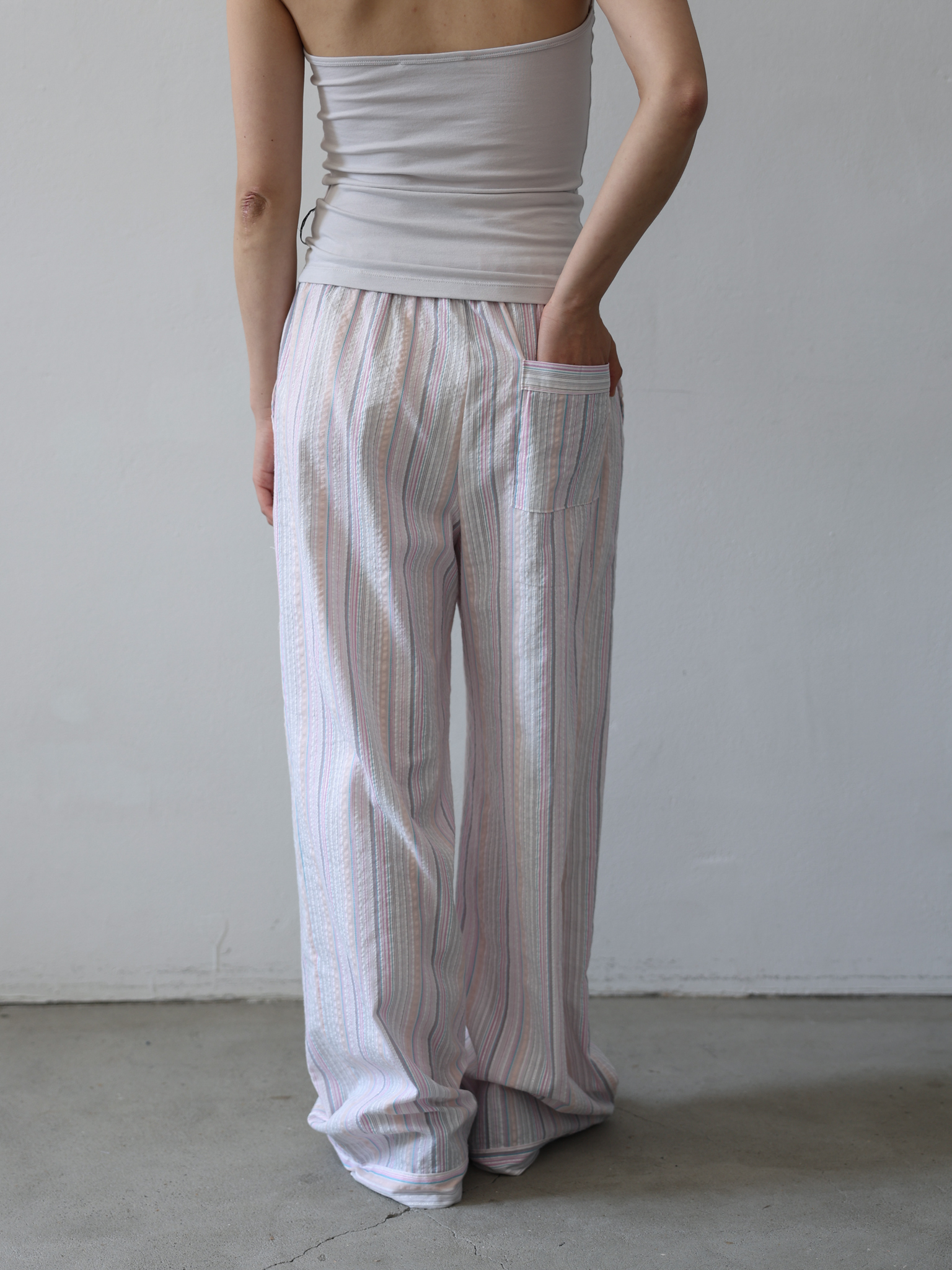 Banding Pants - stripe pink