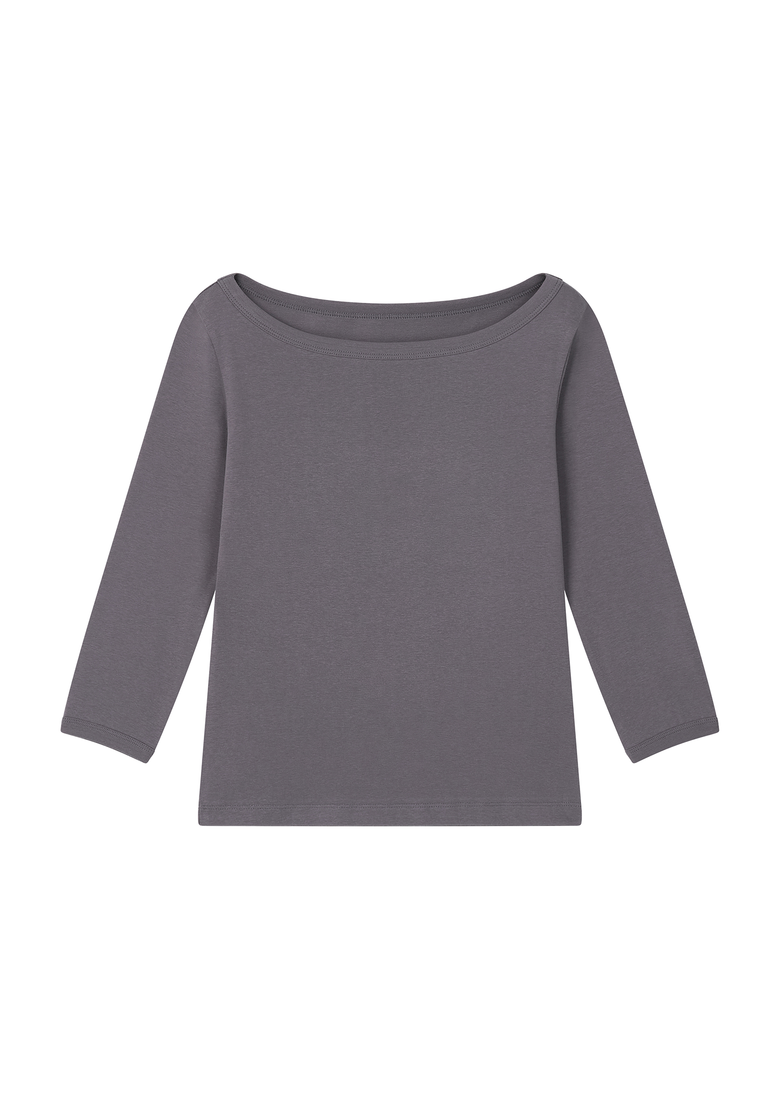 Boatneck 3/4 Sleeve Tee - charcoal