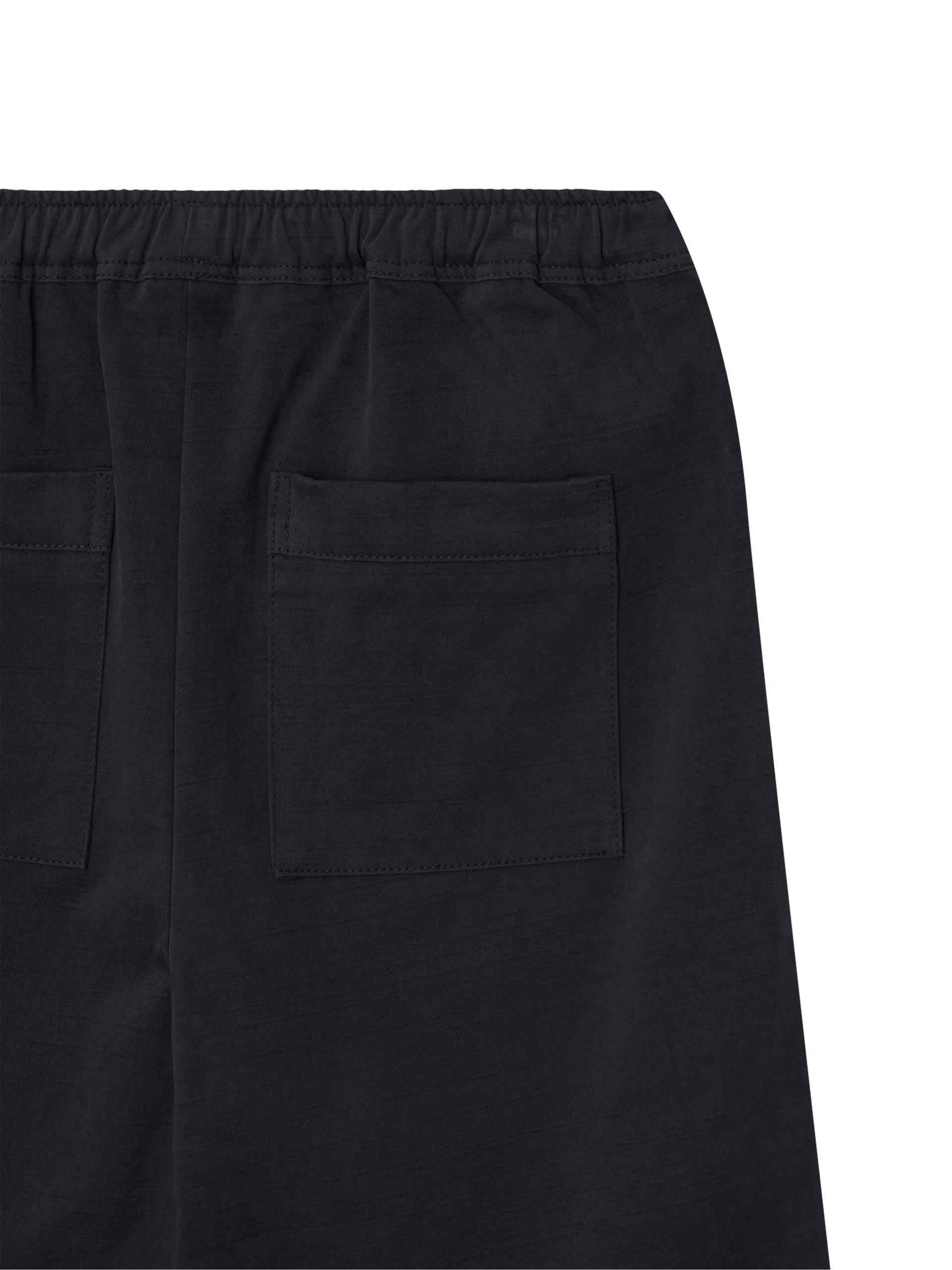 Back Button Cotton Half Pants - charcoal