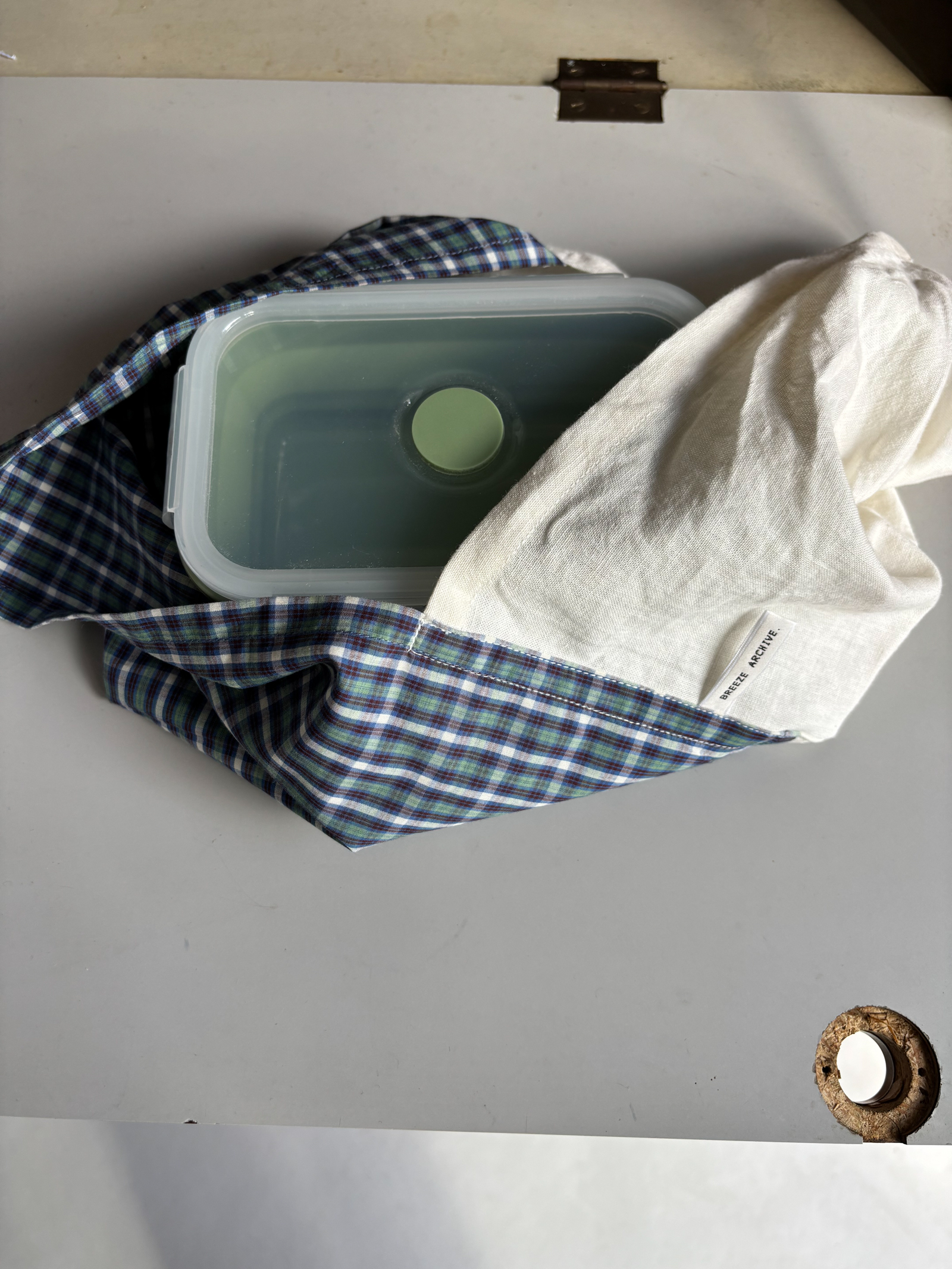 Lunch Box Cloth - white/check
