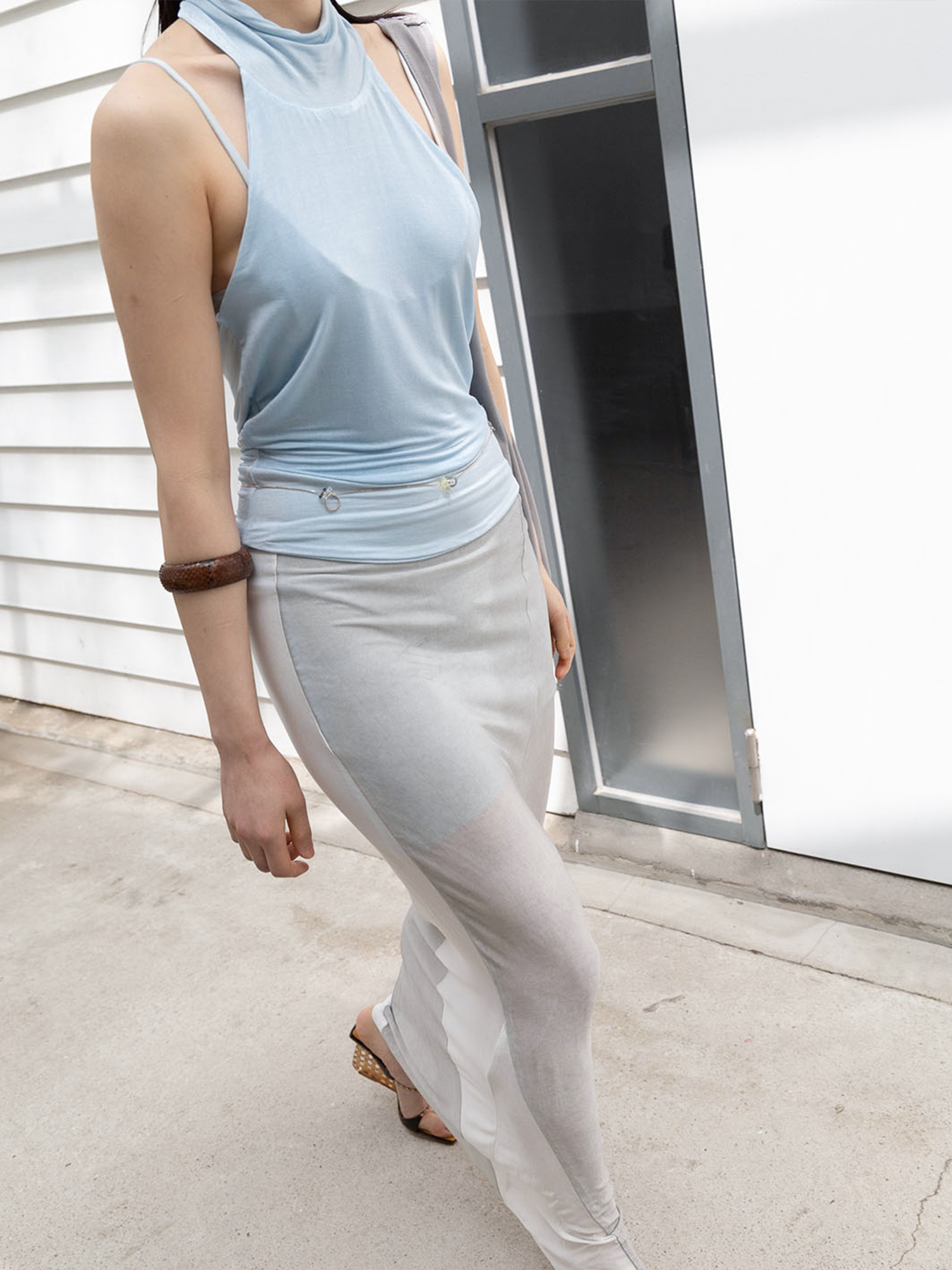 Block Scarf Halter - glacier