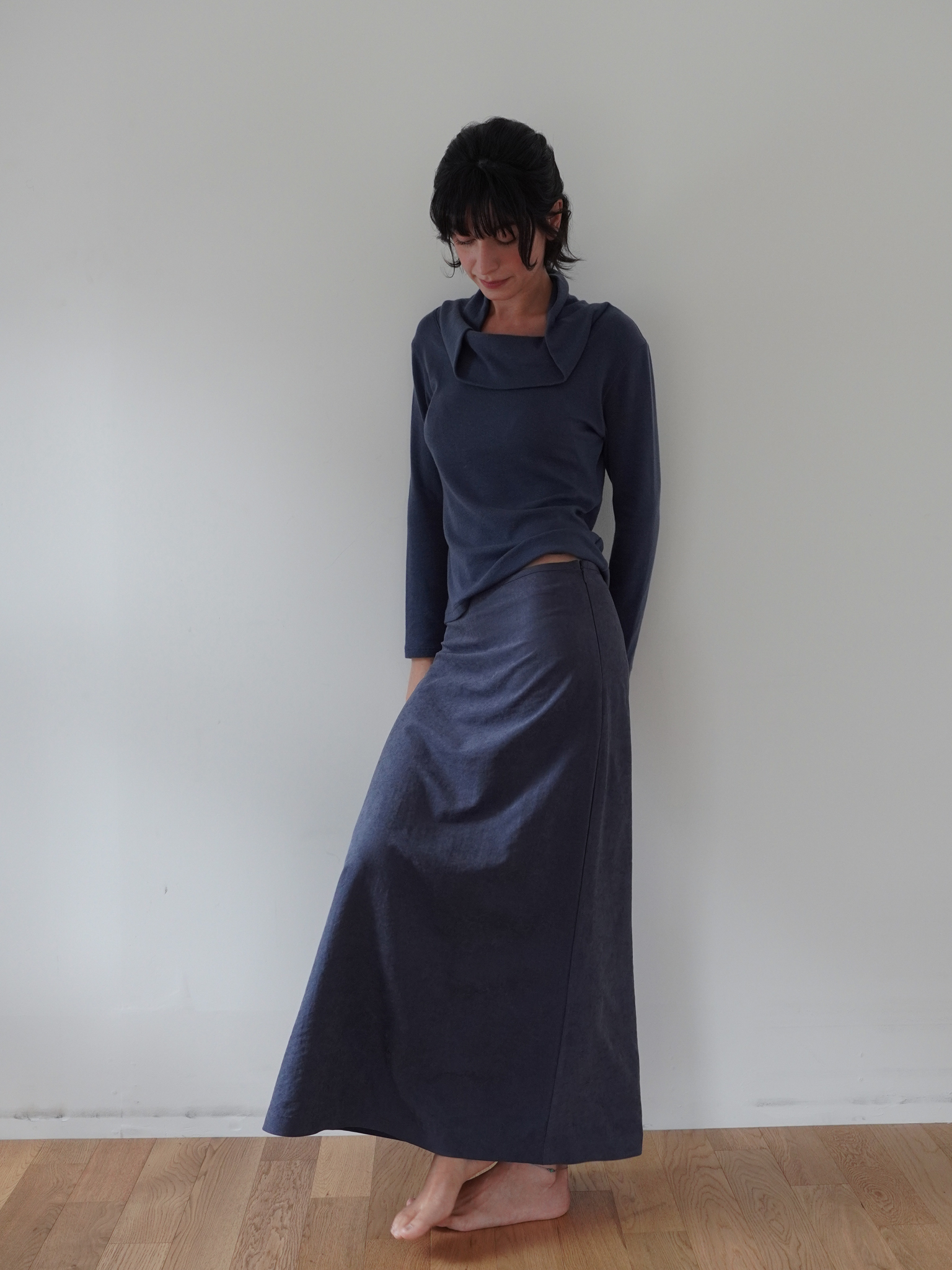 Basic Long Skirt - deep blue