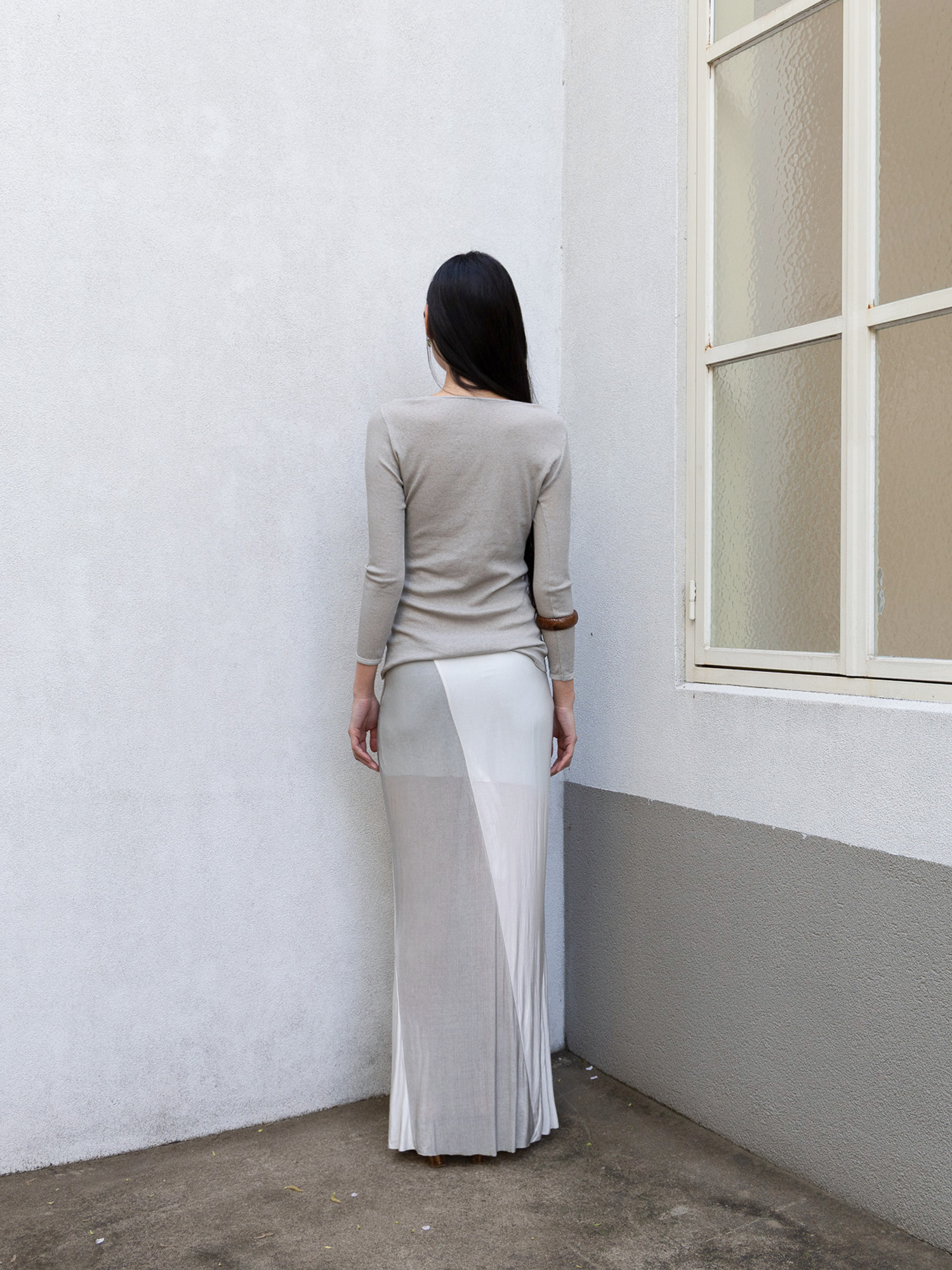 Drop Skirt II - ice grey / white