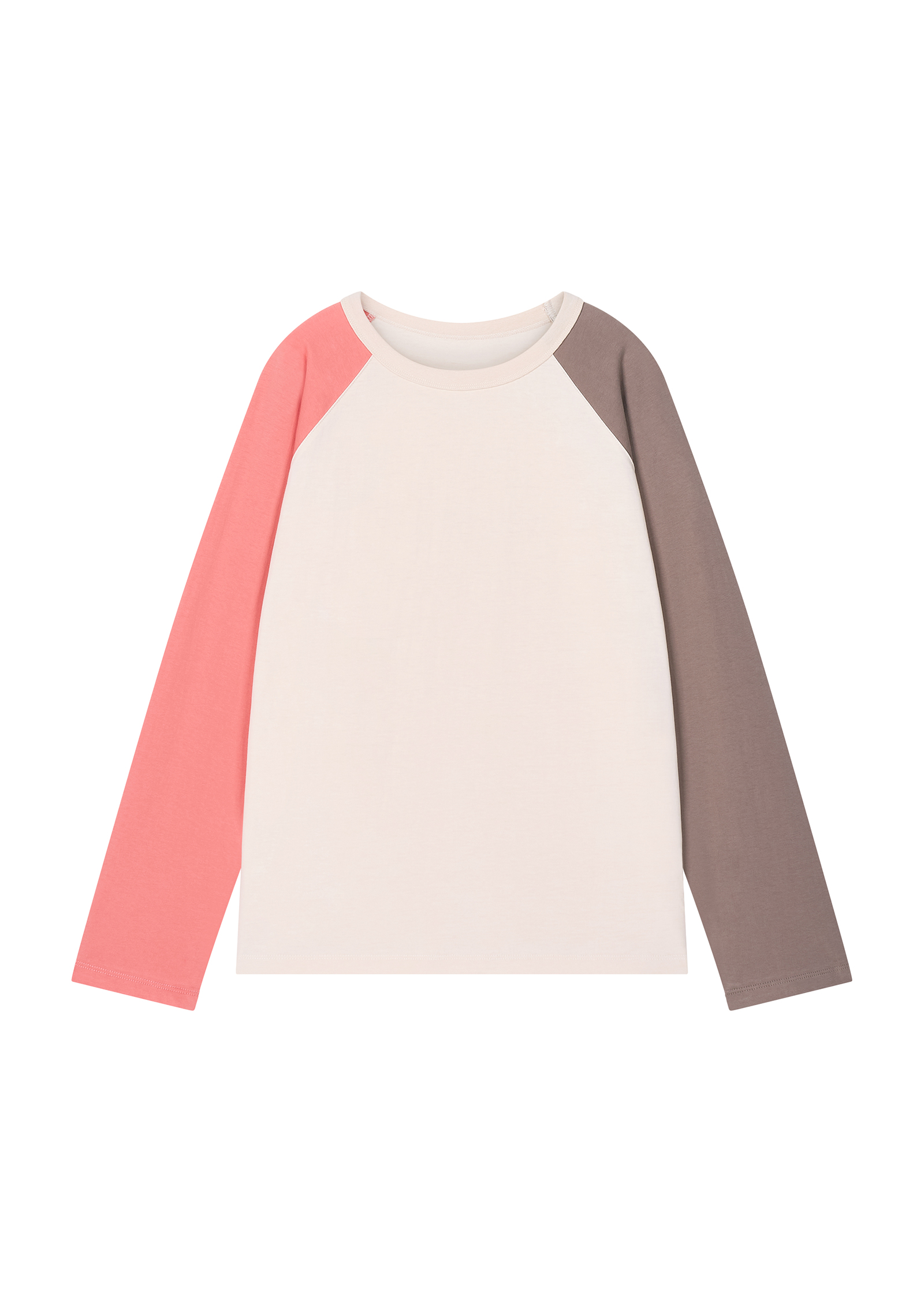 Color Block Raglan - brown/coral