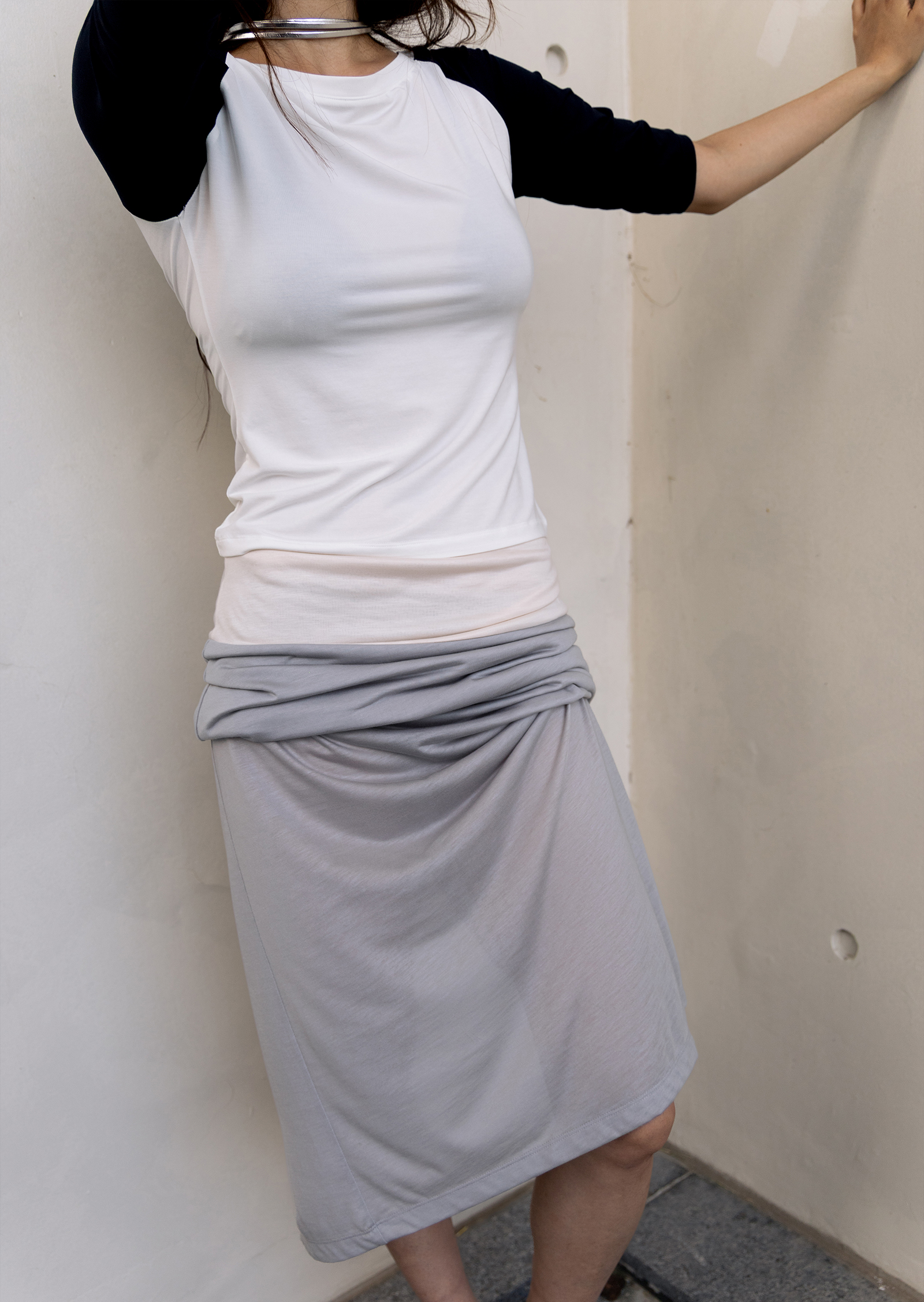 Raglan Half Sleeve T-Shirt - cream/navy / 7월 말 출고