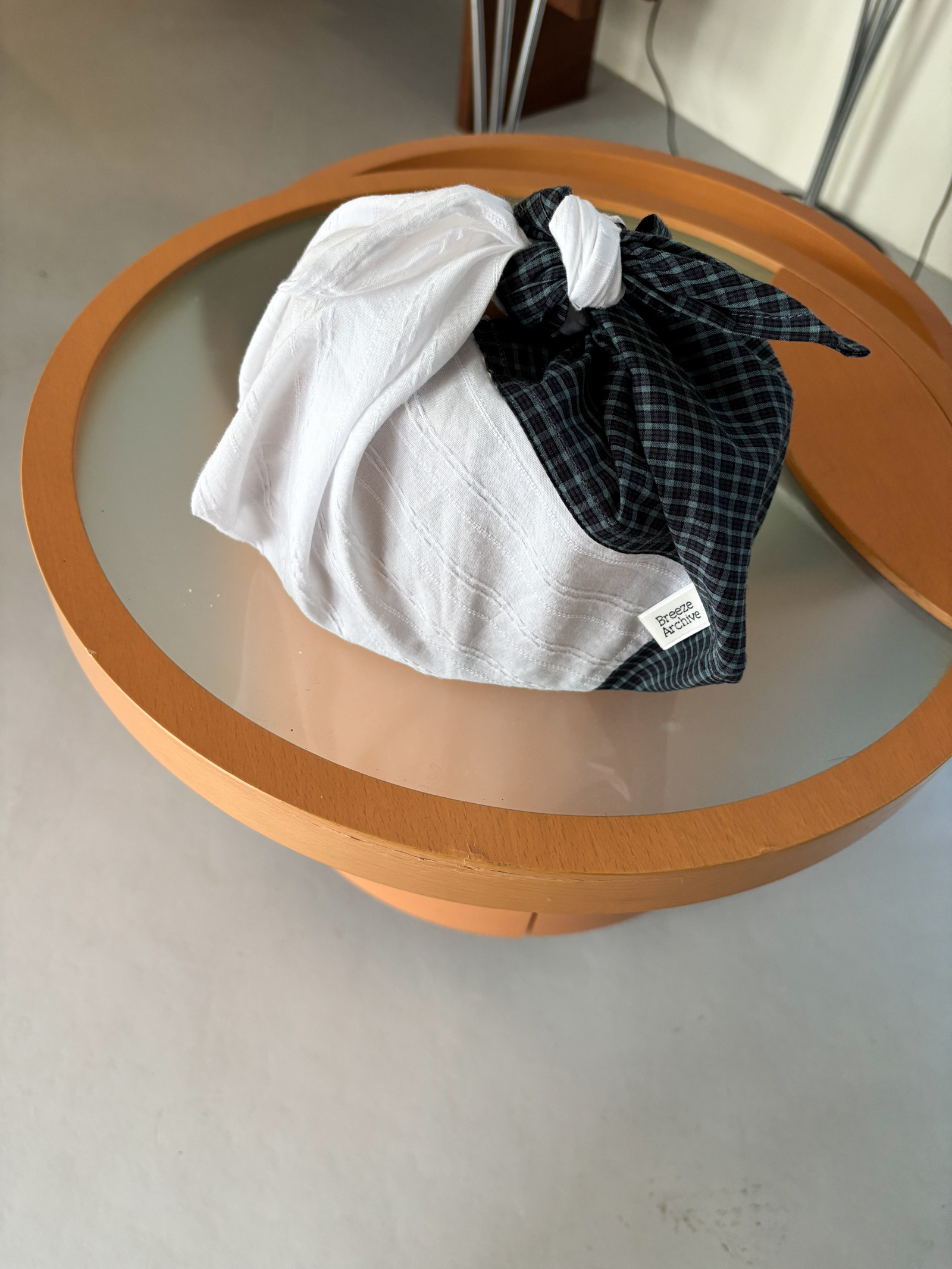 Lunch Box Cloth - white/check, large