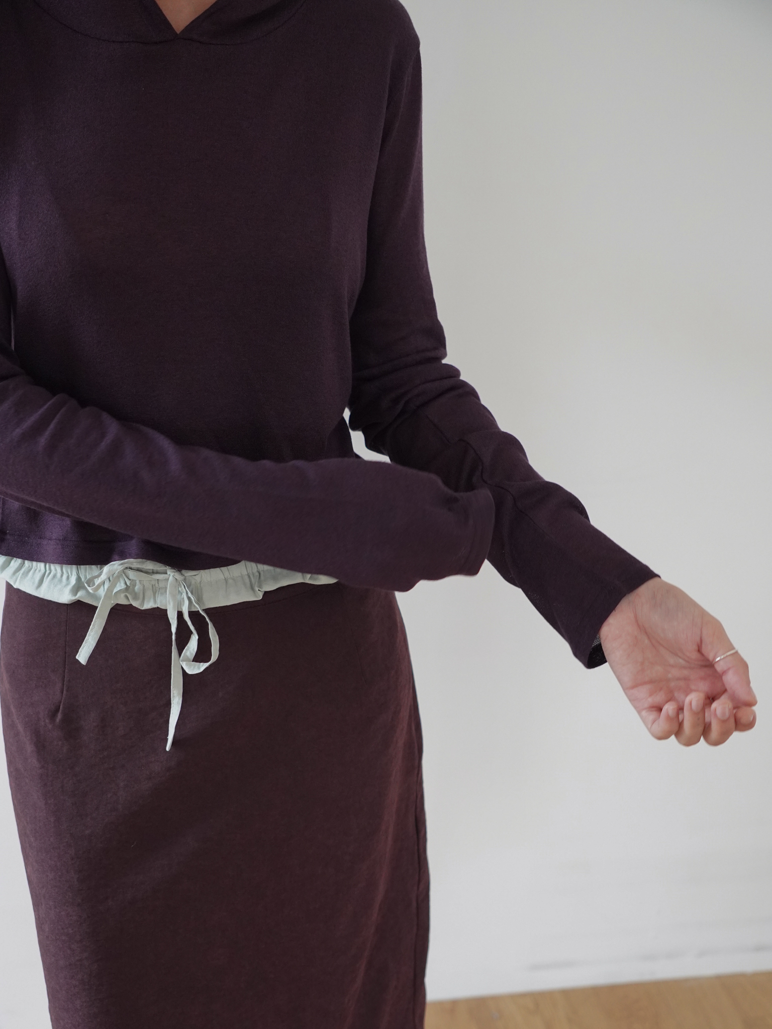 Hooded Wool Blend Long Sleeve - purple