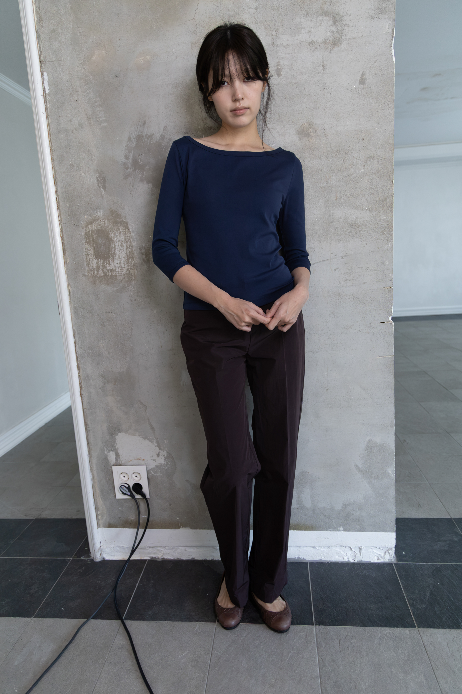 Boatneck 3/4 Sleeve Tee - navy