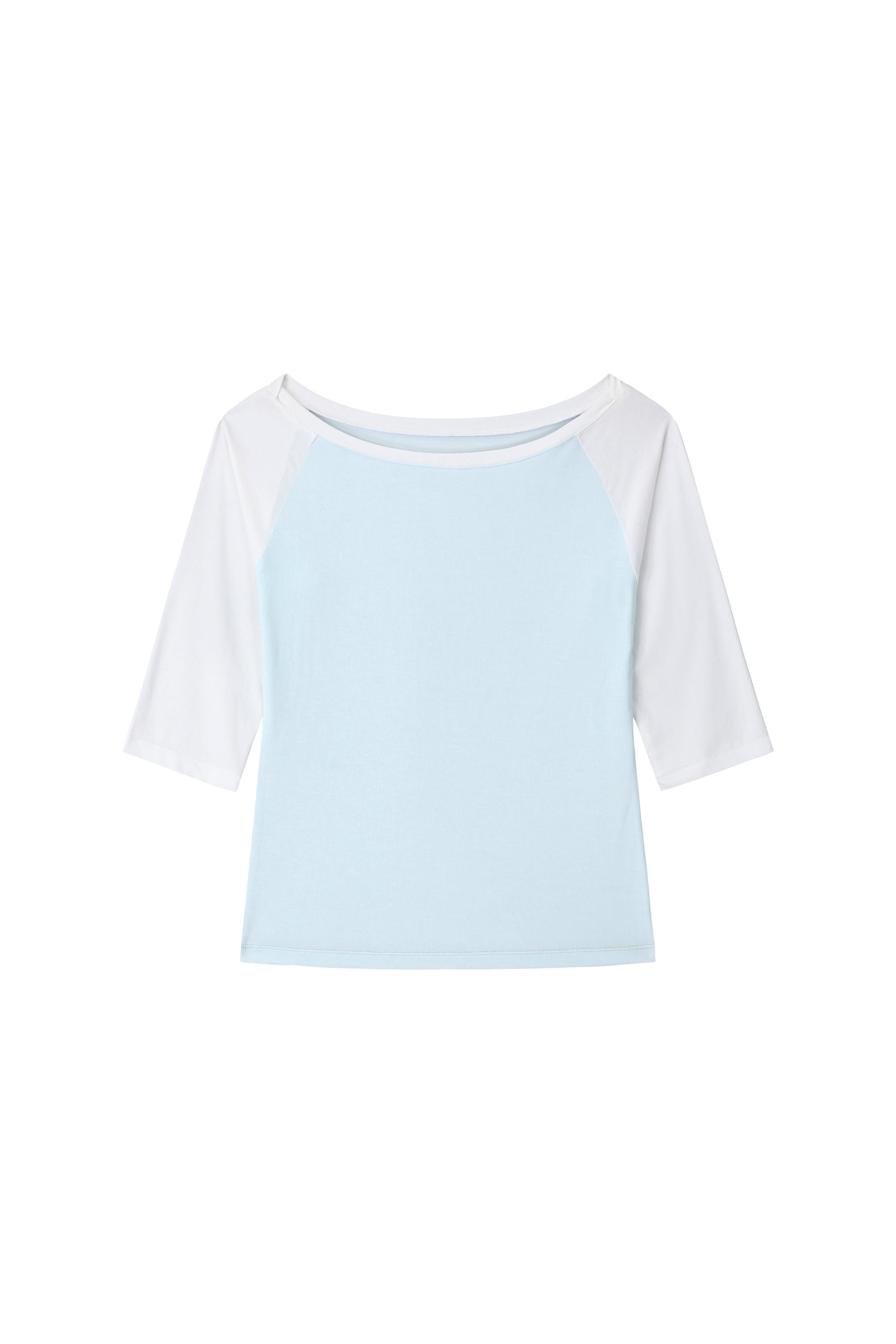 Raglan Half Sleeve T-Shirt - sky/white