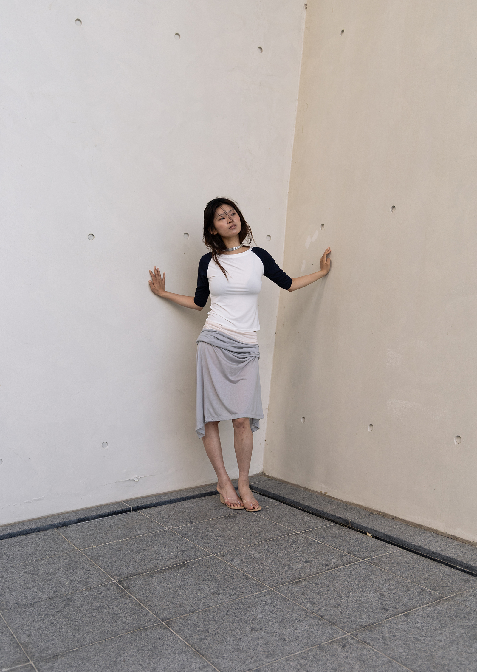 Raglan Half Sleeve T-Shirt - cream/navy / 7월 말 출고