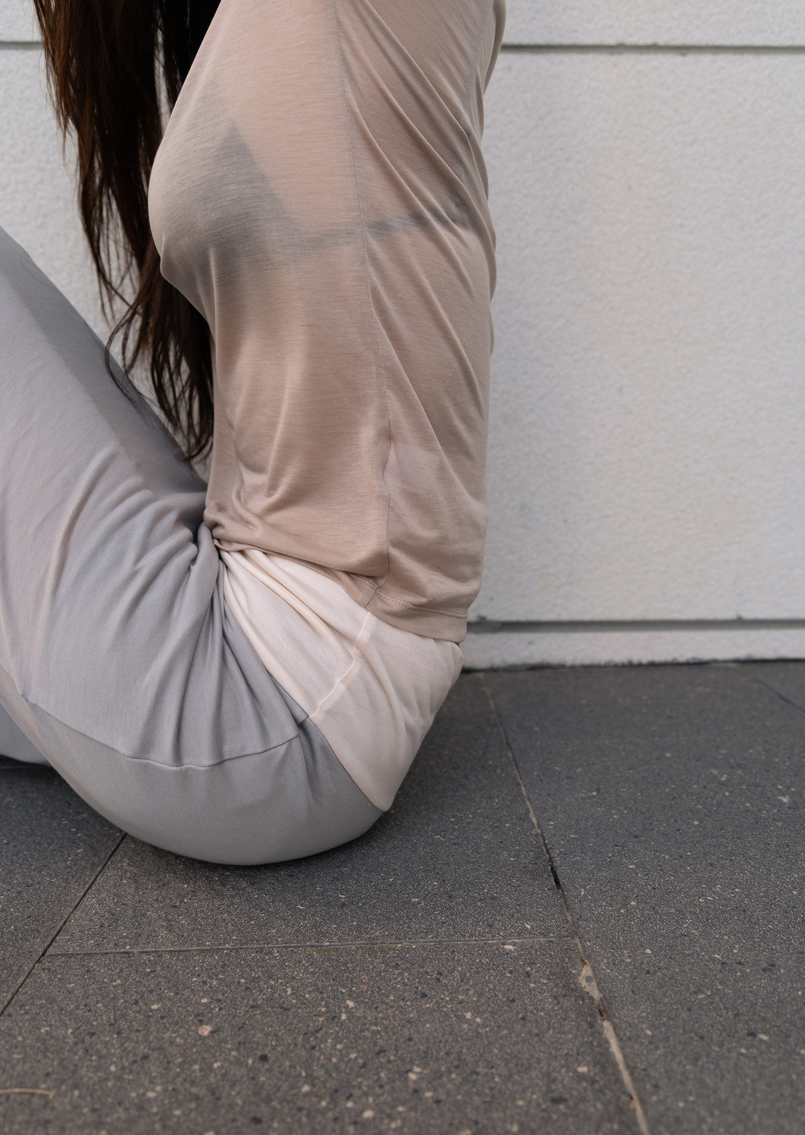 (Summer) Straight Long Skirt - silver/ivory